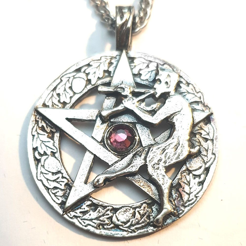 Kettenanhänger Pan Mit Pentagramm groß Amulett Thor Schutzsymbol Silber Talisman: 34