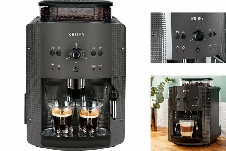 Krups Kaffeevollautomat Superautomatische Kaffeemaschine Krups EA 810B  Schwarz 1450 W 15 bar C, Mahlmechanismus : konische Mahlsteine; Maximale  Höhe des Tassen-Bereichs 10,5 cm