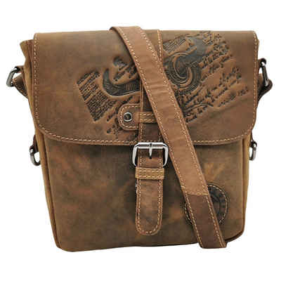 Landleder Messenger Bag Bull & Snake Kompakttasche Unisex, echtes Rindleder