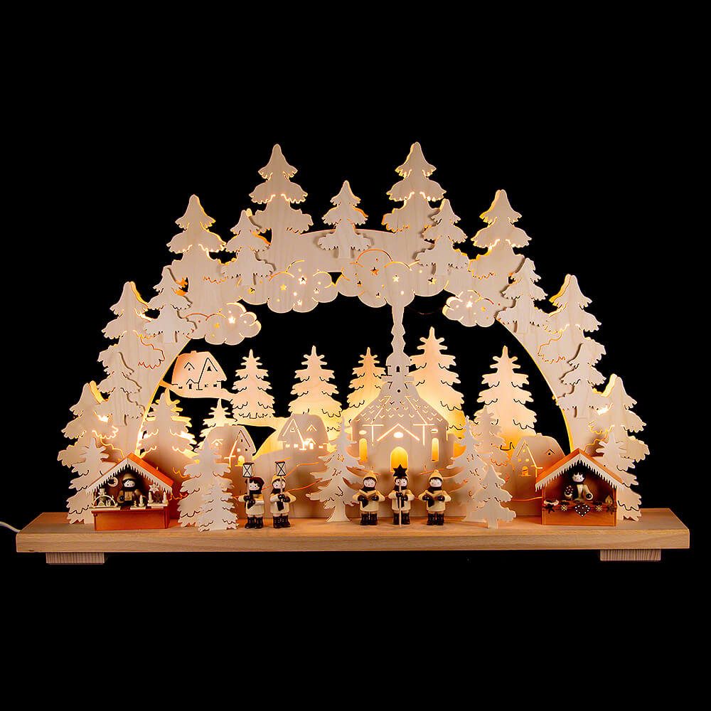 Erzgebirge-Palast Schwibbogen Schwibbogen Weihnachtsmarkt (70x42cm) von Schwibbola