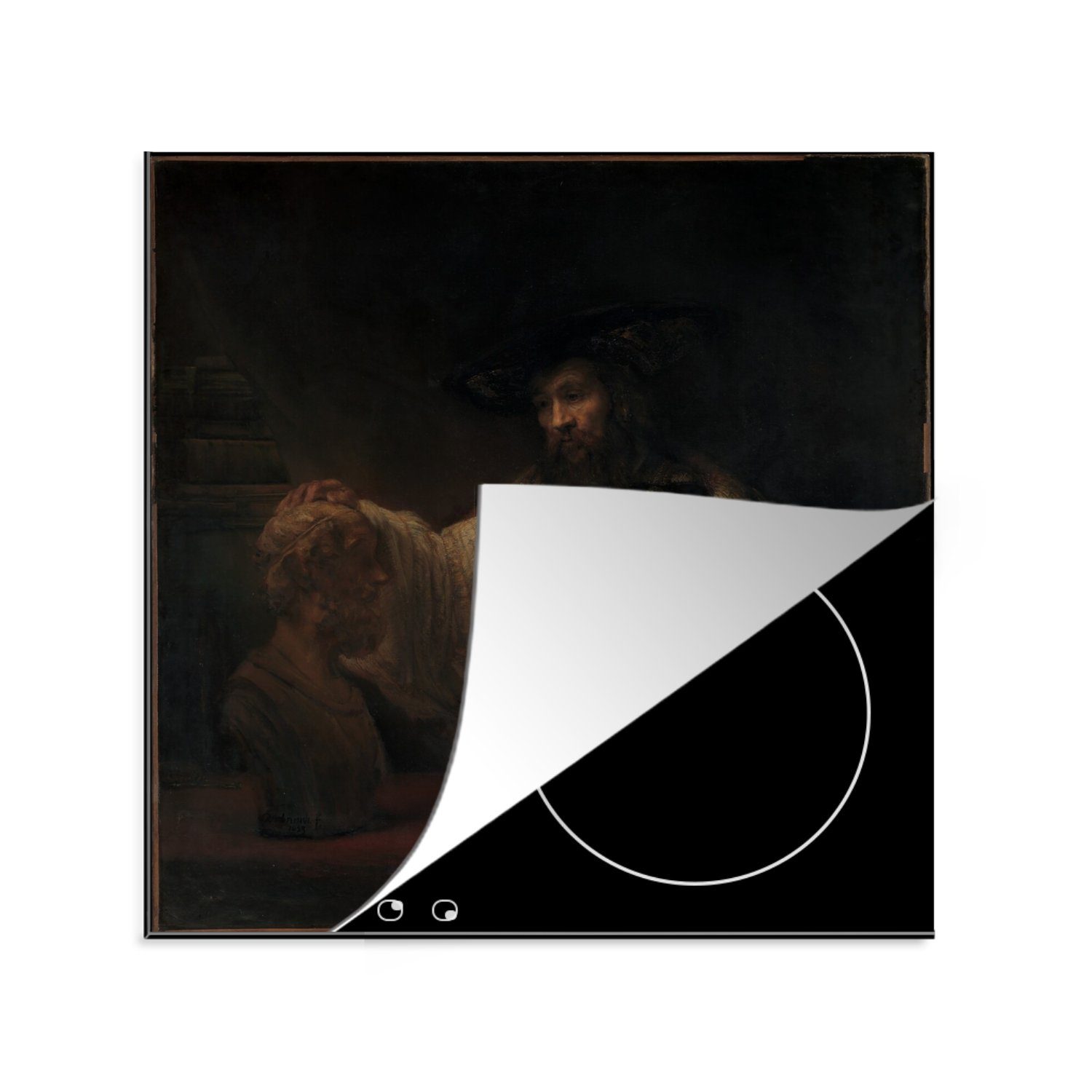 MuchoWow Herdblende-/Abdeckplatte Aristoteles küche Arbeitsplatte für Vinyl, Homer Rembrandt, cm, Ceranfeldabdeckung, tlg), (1 der von an Büste 78x78 