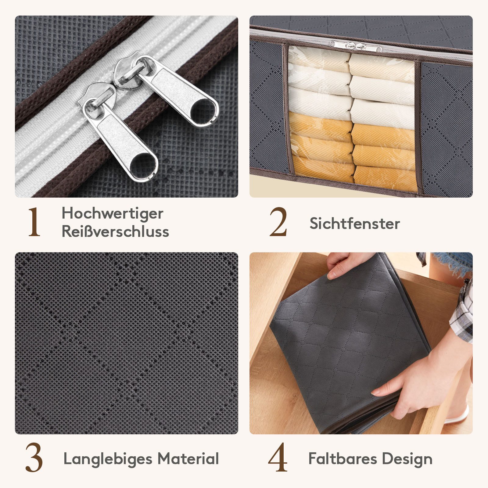 Lifewit Aufbewahrungsdose Aufbewahrungstasche mit Deckel, Kleiderschrank Organizer (Set, 8 St., 1 Stück/2 Stück/3 Stück/4 Stück/6 Stück/8 Stück), Klappbar, Non- – Bild 4 von 5