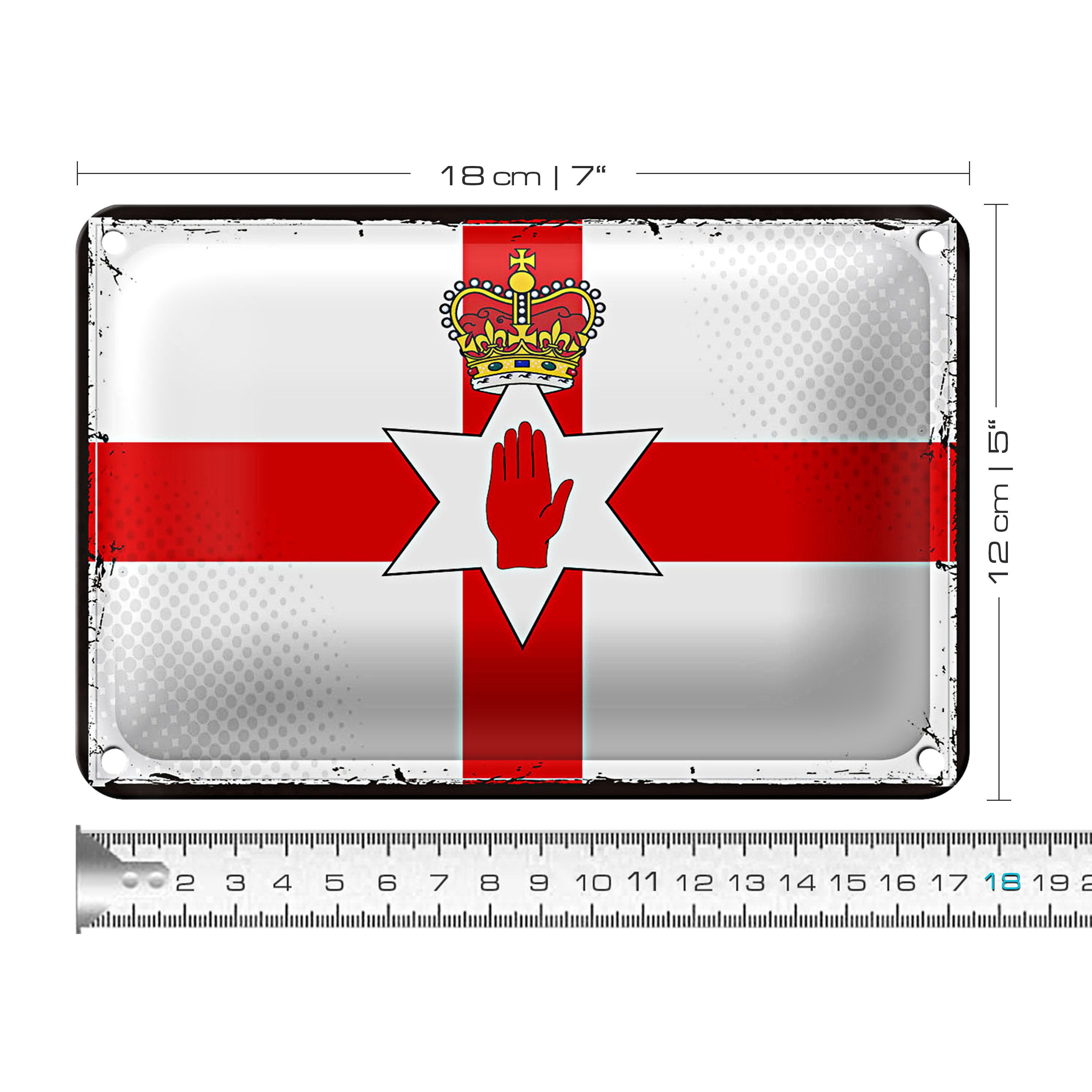 Roomando Metallschild Flagge Nordirland 18x12cm Retro Flag