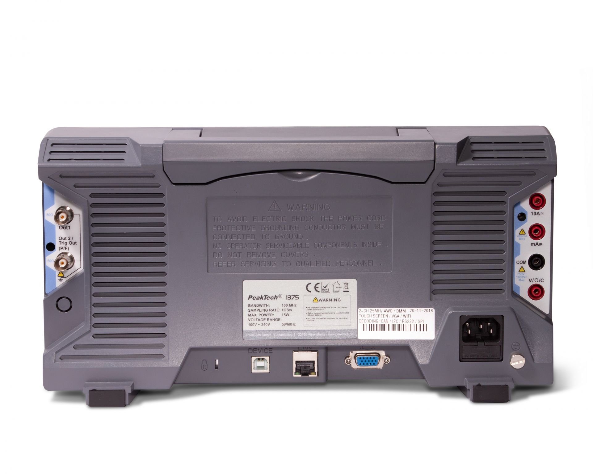 Spannungsprüfer PeakTech MHz/4 GS/s PeakTech 1 ~ 1375: Oszilloskop 100 Digital ~ CH