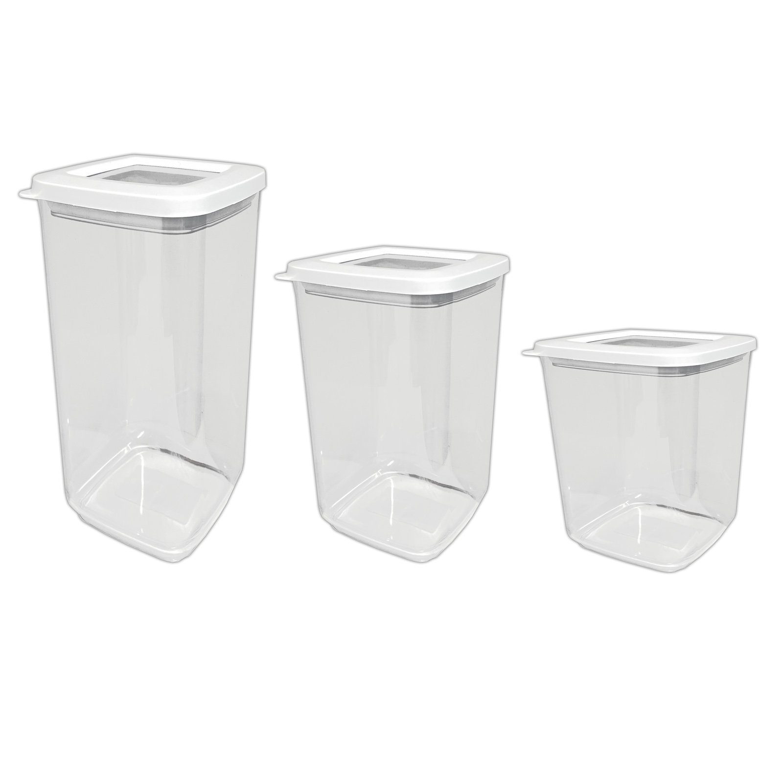 HAC24 Vorratsdose Aufbewahrungsbox Frischhaltedosen Müslidose Vorratsbehälter, Kunststoff, (Set, 3-tlg., 1x 1 Liter, 1x 1,3 Liter, 1x 1,7 Liter), Deckel mit Gummidichtung