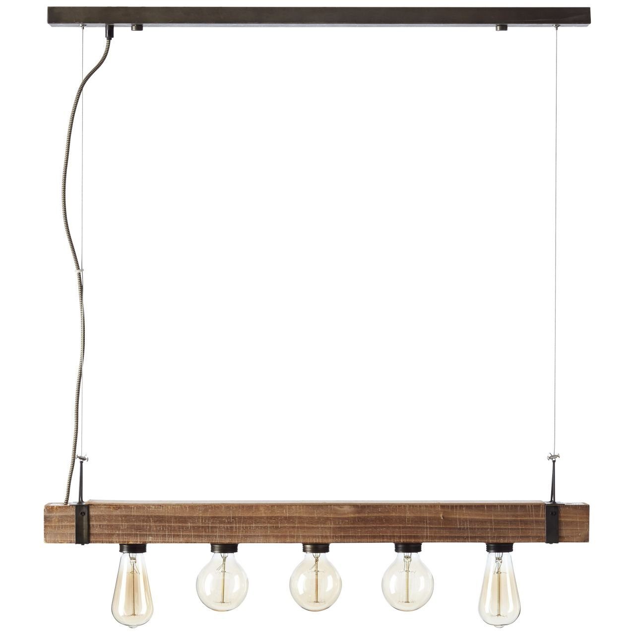 Brilliant Pendelleuchte 5x antik/schwarz Woodhill Pendelleuchte A60, E27, g. Woodhill, 5flg 30W, Lampe