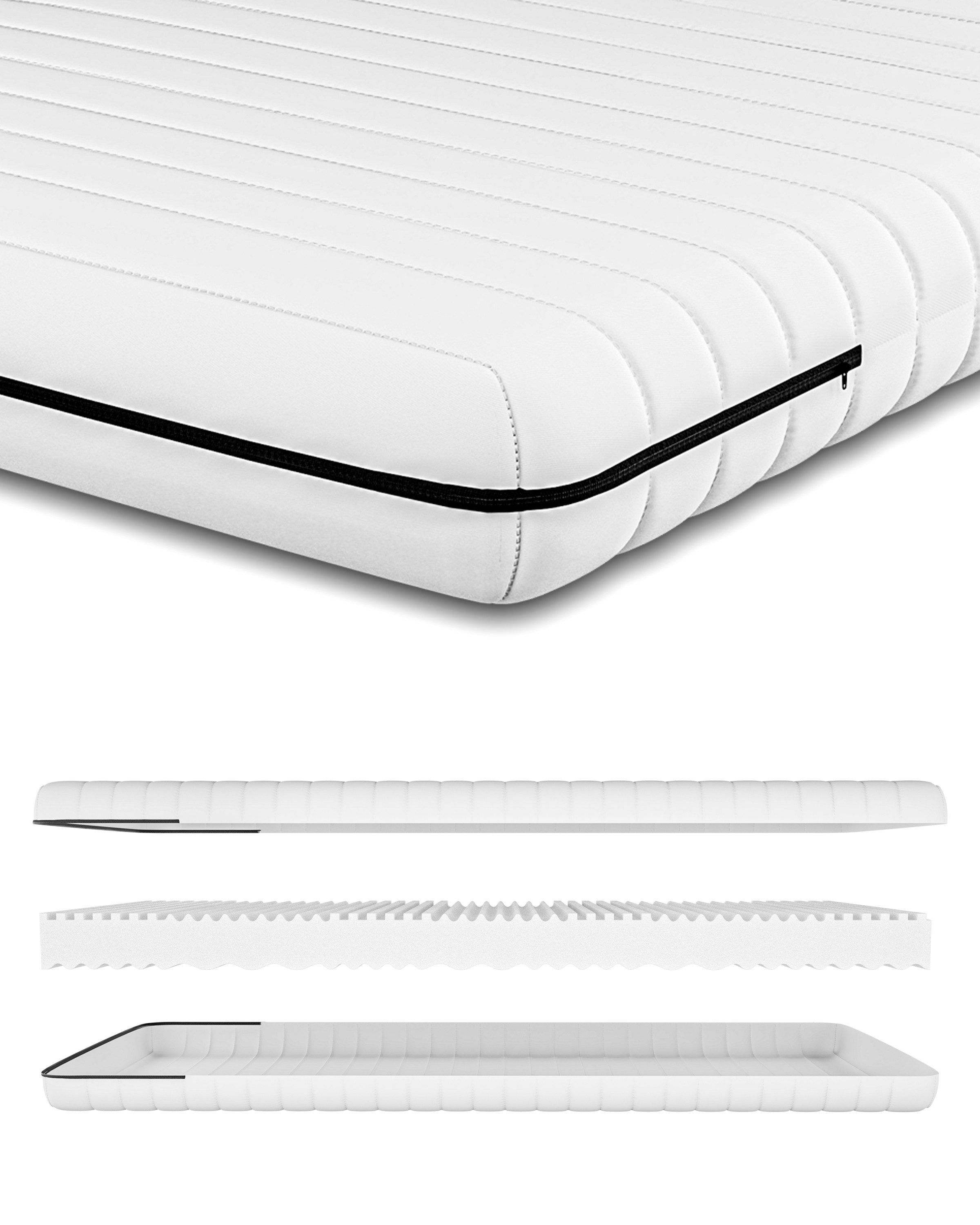 Kaltschaummatratze Premium 7-Zonen Wendematratze mit Härtegraden H2 und H3, Schlaftroll, 15 cm hoch, 70 x 200 cm, 90x200 cm, 140x200 cm, 180x200 cm und weitere Größen