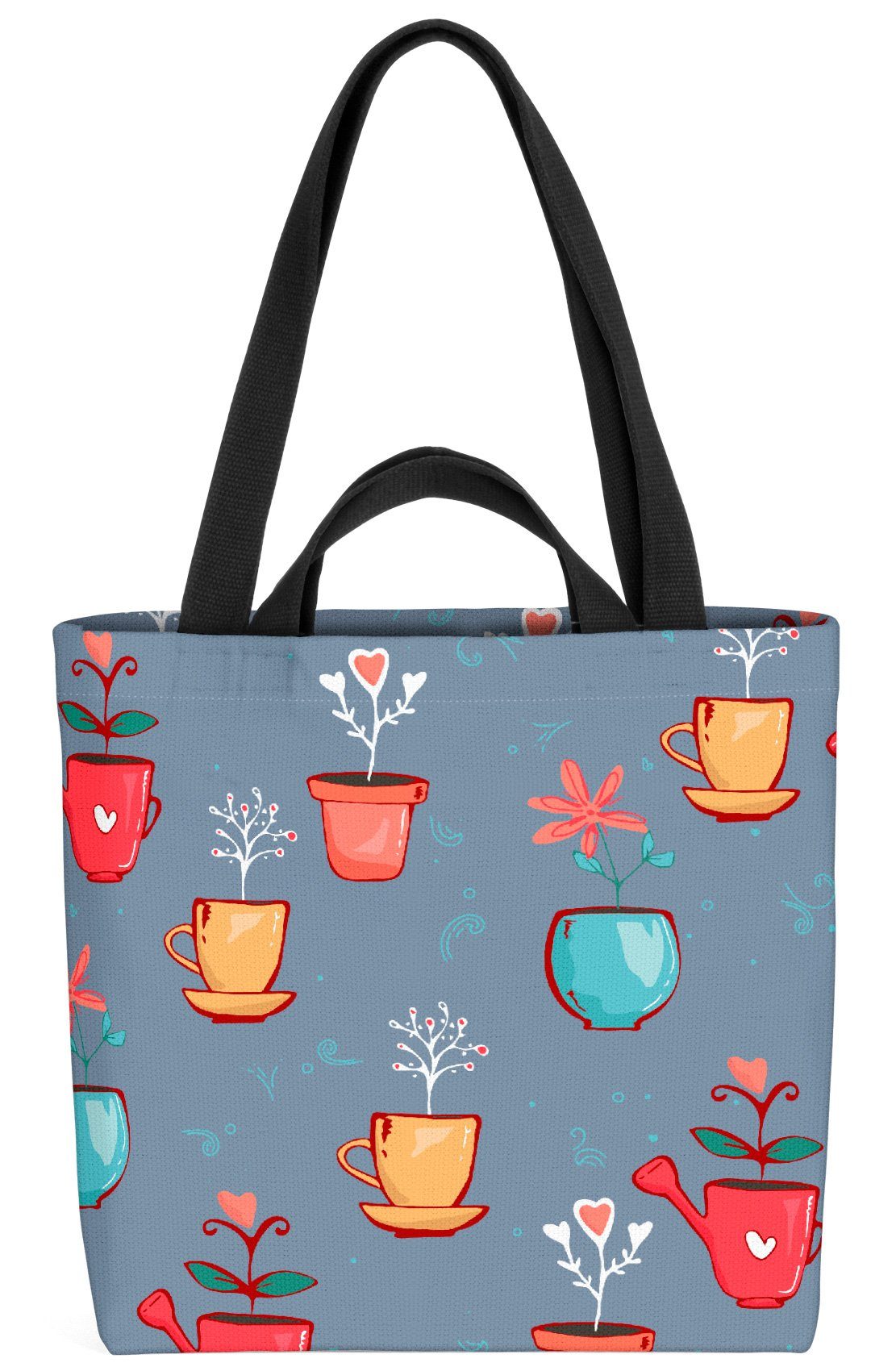 VOID Henkeltasche (1-tlg), Blumen Vasen Muster Blumen Vasen Muster Pflanzen Blüten Sommer Frühli