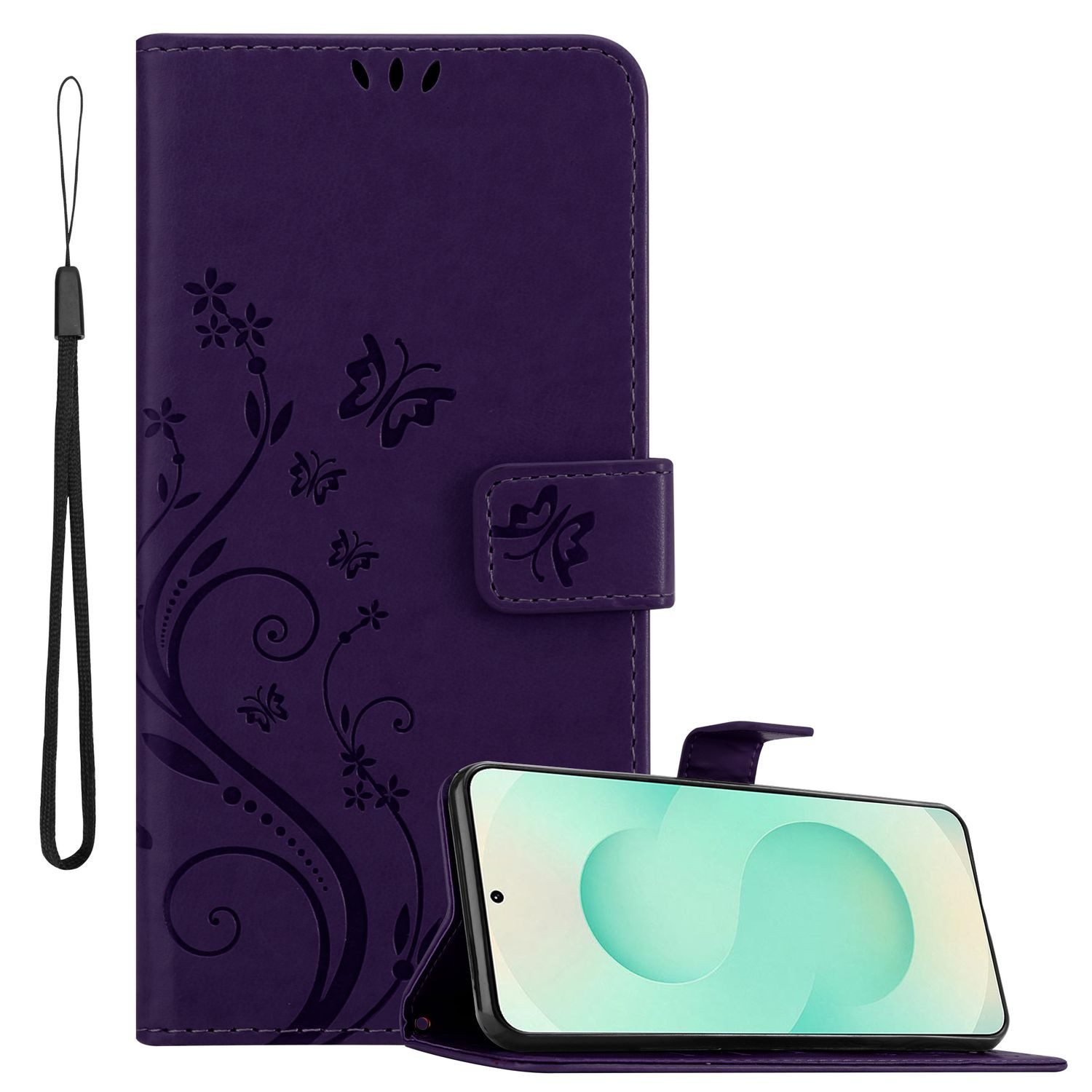 Cadorabo Handyhülle für Samsung Galaxy S26 Hülle Samsung Galaxy S26, Hülle Schutzhülle Blumen Flower mit Standfunktion Kartenfach Magnet