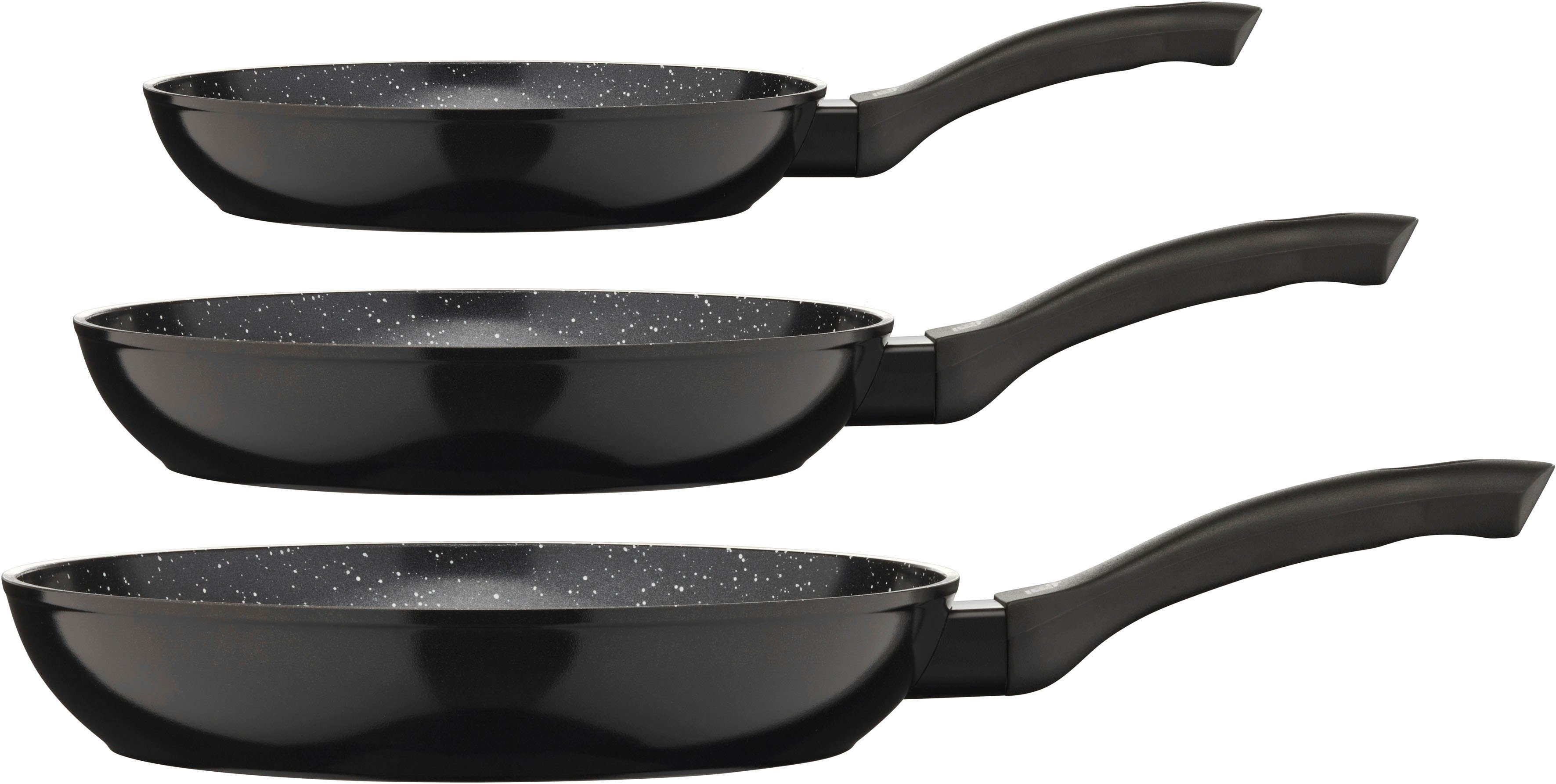 GSW Pfannen-Set Barisa, Aluminium (Set, 3-tlg., je 1x Pfanne 20 cm, 24 cm, 28 cm), VITAFLON® QUARZIT Antihaft-Versiegelung, Induktion