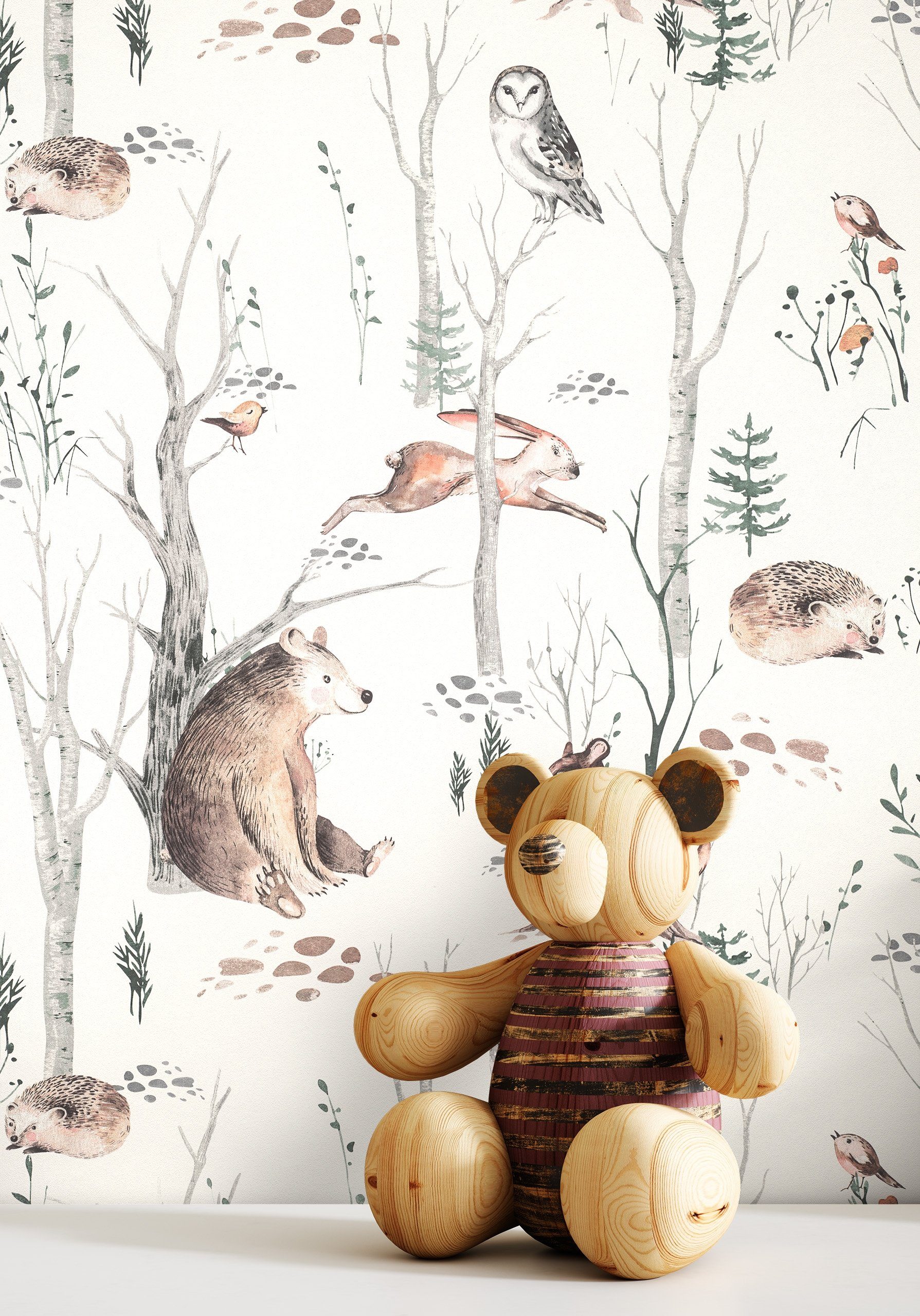 Newroom Vliestapete, Braun Tapete Kinder Waldtiere - Kindertapete Jugendtap günstig online kaufen