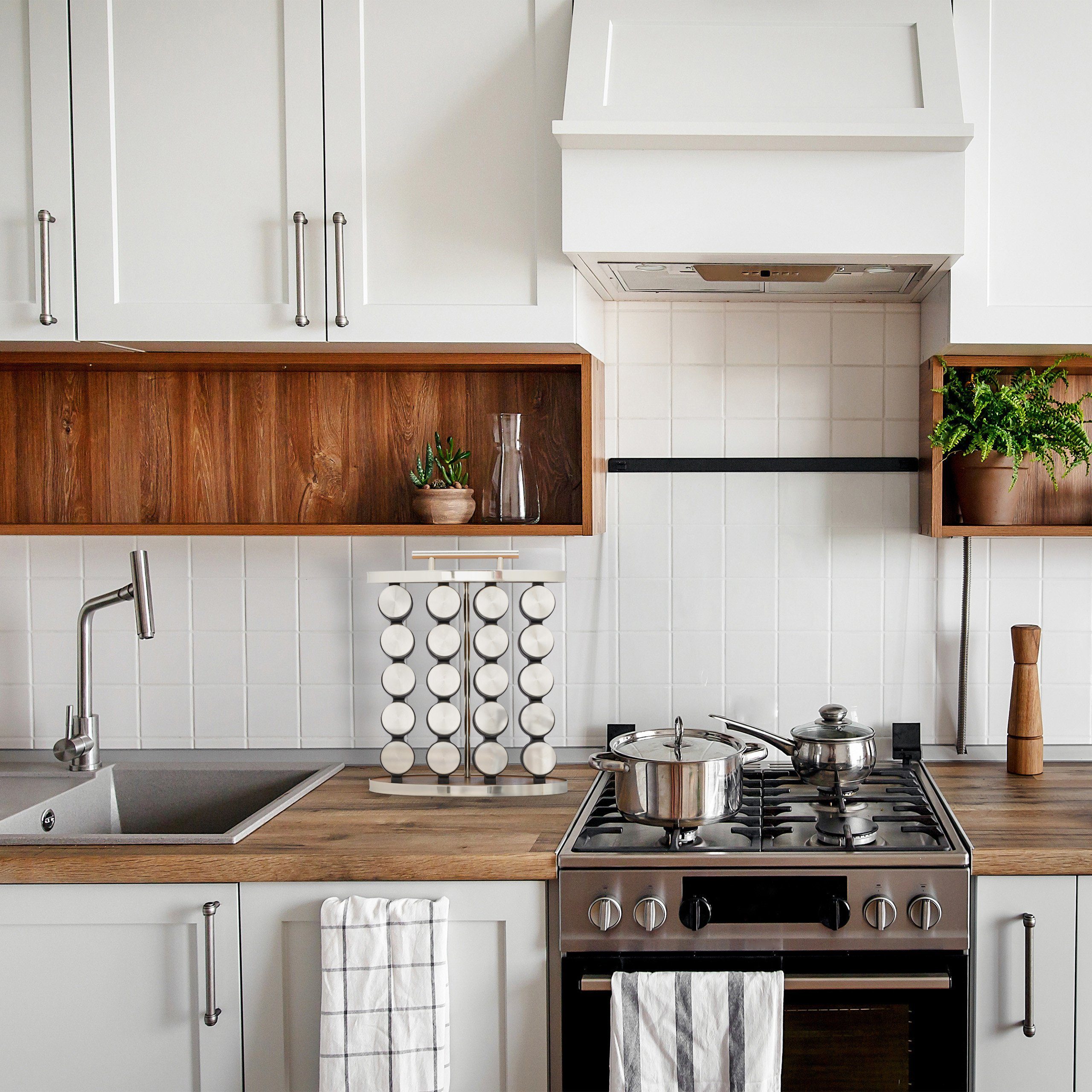 relaxdays Gewürzregal Tragbarer Gewürzständer mit 20 Gläsern