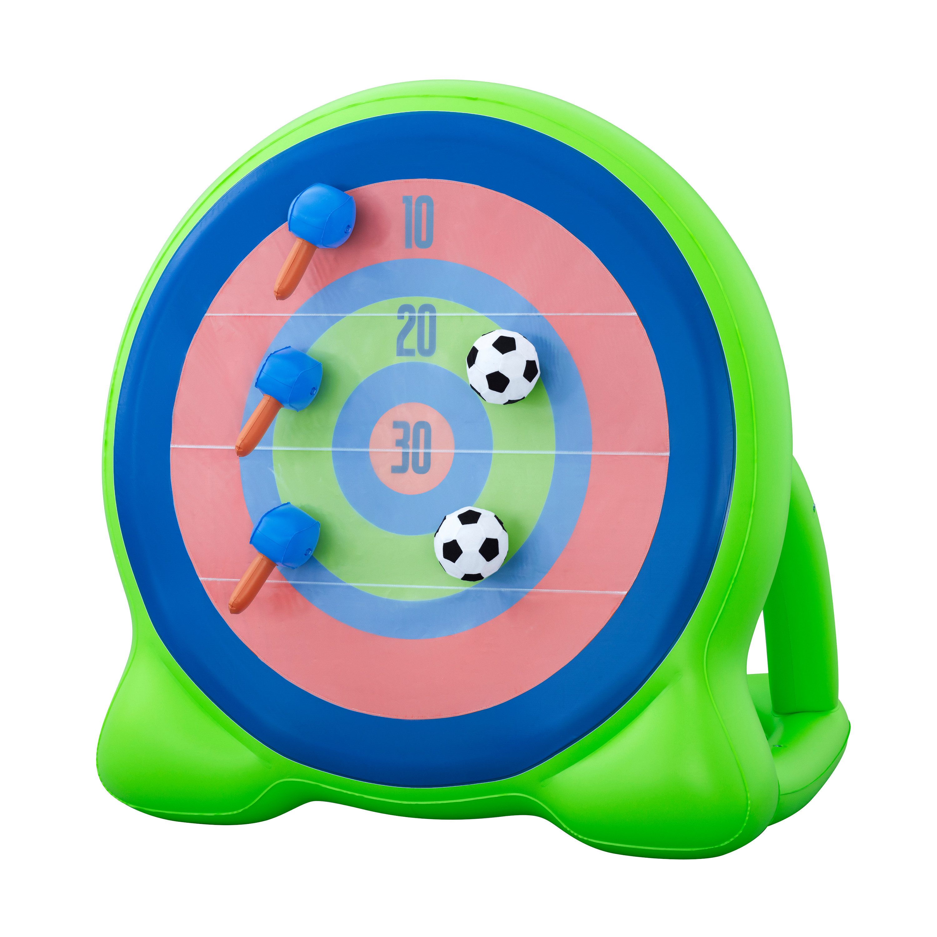 Bestway Spiel Fußball Dartscheibe Backyard Bullseye 157x107x157cm, mit 2 Fußbällen und 2 auflblasbaren Äxten