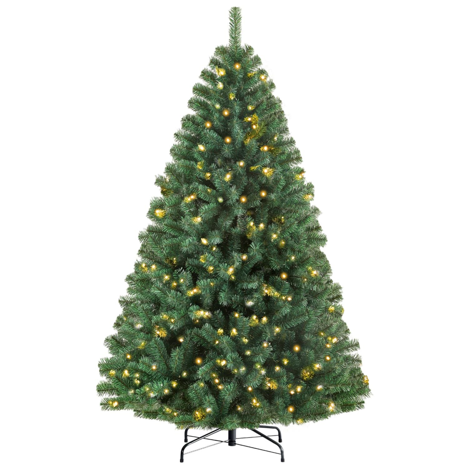 autolock Künstlicher Weihnachtsbaum Künstlicher Weihnachtsbaum Tannenbaum mit beleuchtung,180cm,46 Zweige, 900 Spitzen und 180 Warm-Weißen LED,100% PVC Zweige,schwer entflammbar