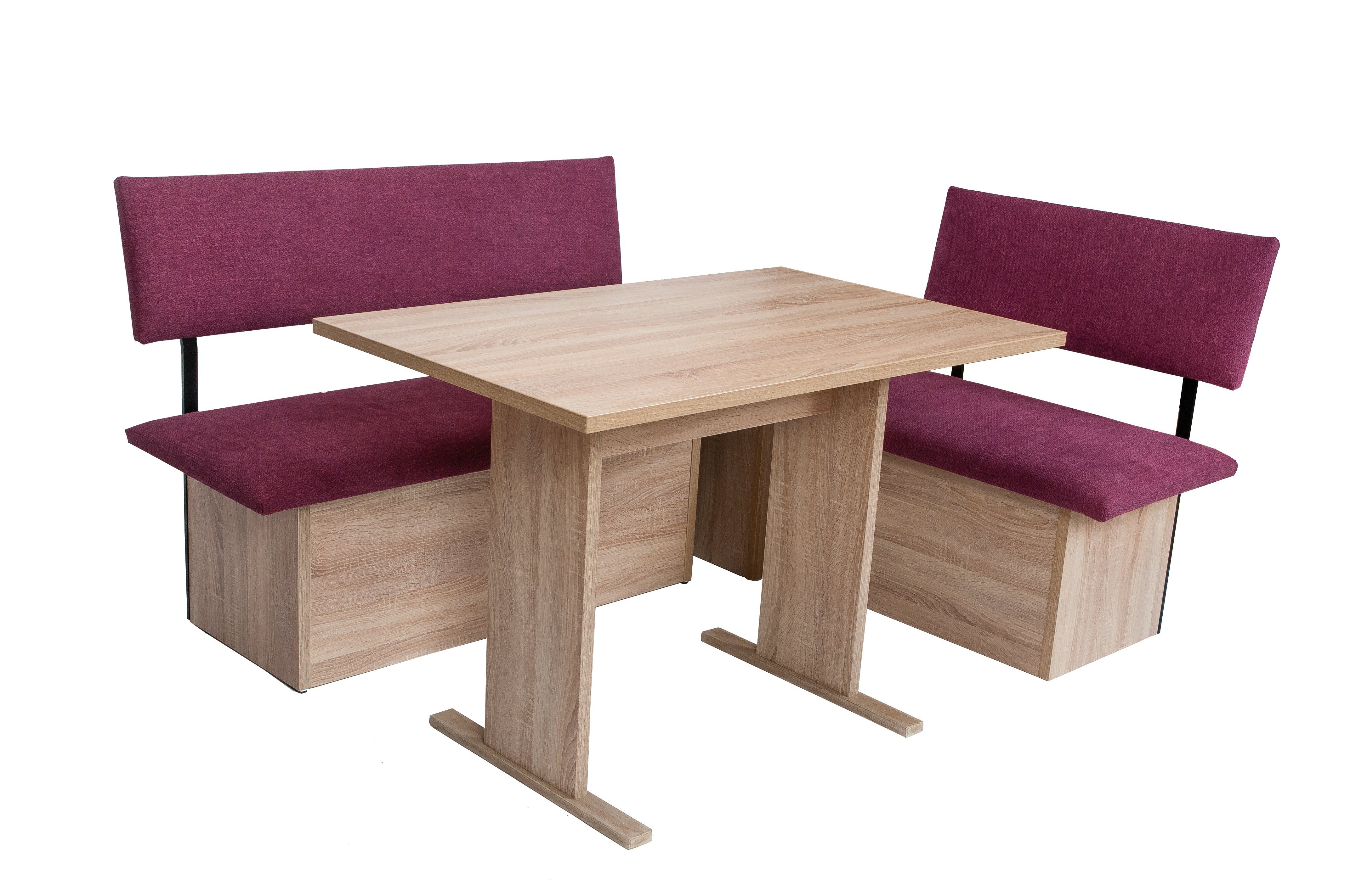 kundler home Essgruppe Sitzbank mit Truhe, Eckbank, L182R142cm tauschbar, Tisch Set 4-tlg.