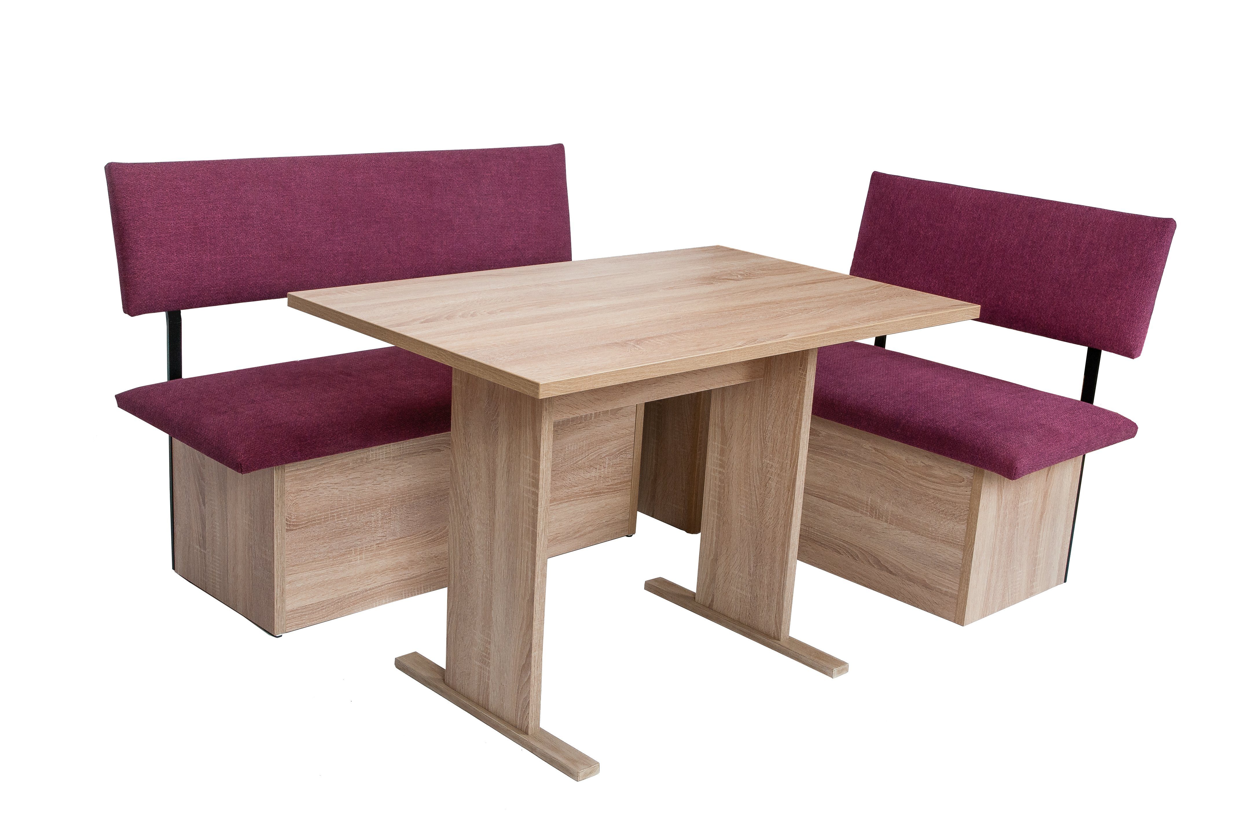 kundler home Eckbankgruppe Sitzbank mit Truhe, Eckbank, L182R142cm tauschbar, Tisch Set 4-tlg., bestehend aus 2 Sitzbänken mit Truhe, 1 Eckteil mit Truhe, 1 Esstisch
