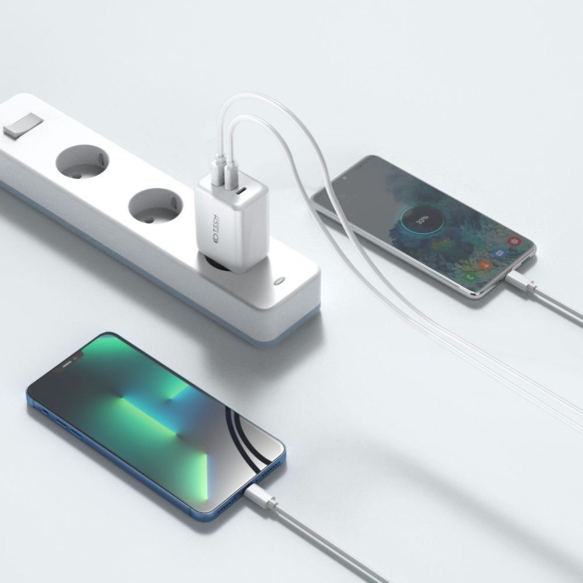 TECH PROTECT USB-Ladegerät (Kompaktes 65W Ladegerät zum gleichzeitigen Laden mehrerer Geräte)