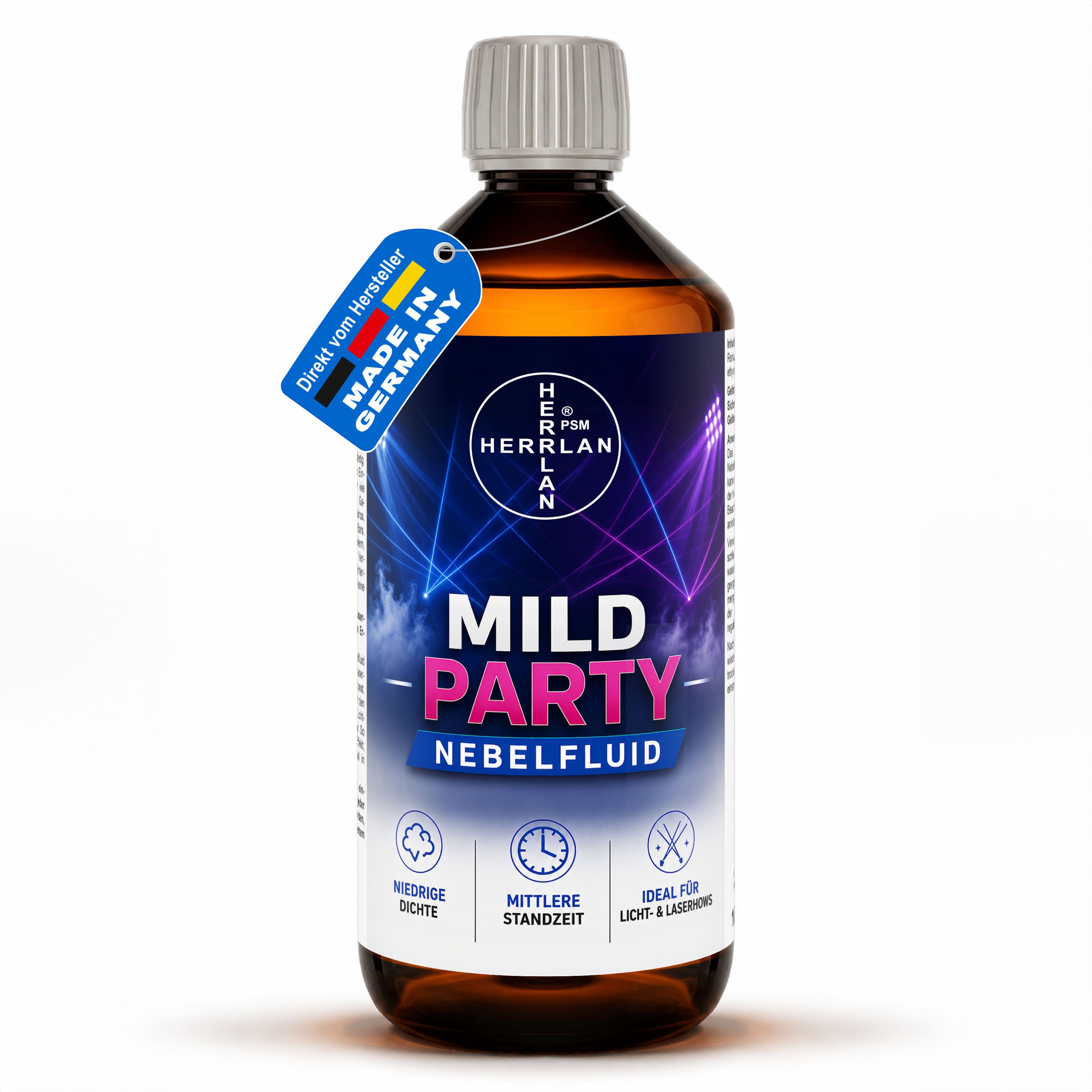 HERRLAN Discolicht MILD PARTY Nebelfuid, niedrige Dichte und mittlere Standzeit, für Licht- & Lasershows