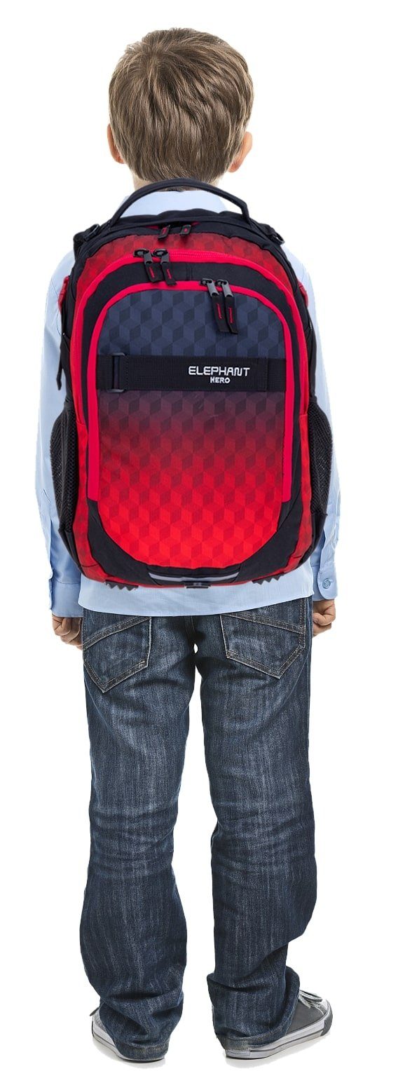 ELEPHANT Schulrucksack Hero Signature Schultasche (Set, 3-tlg., 3 Teile Rucksack Sporttasche Mäppchen Box), Softcase Schulranzen Schulmappe +rsm