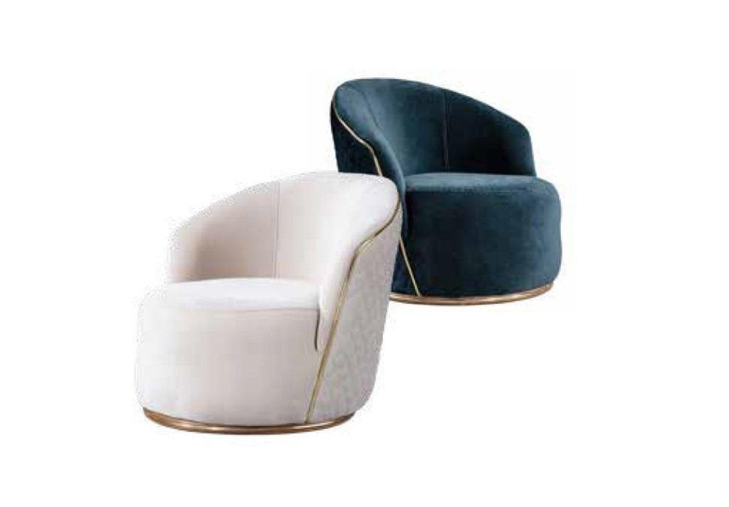 JVmoebel Sessel in 1x Weißer Europa Edelstahlrand Luxus Sessel Sessel), (1-St., Cocktailsessel Wohnzimmersessel Made Neu