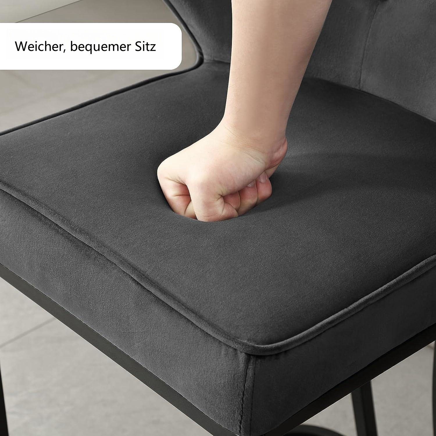 Woltu Barhocker (6 St., 6er), Barstühle,Samtbezug aus Metall