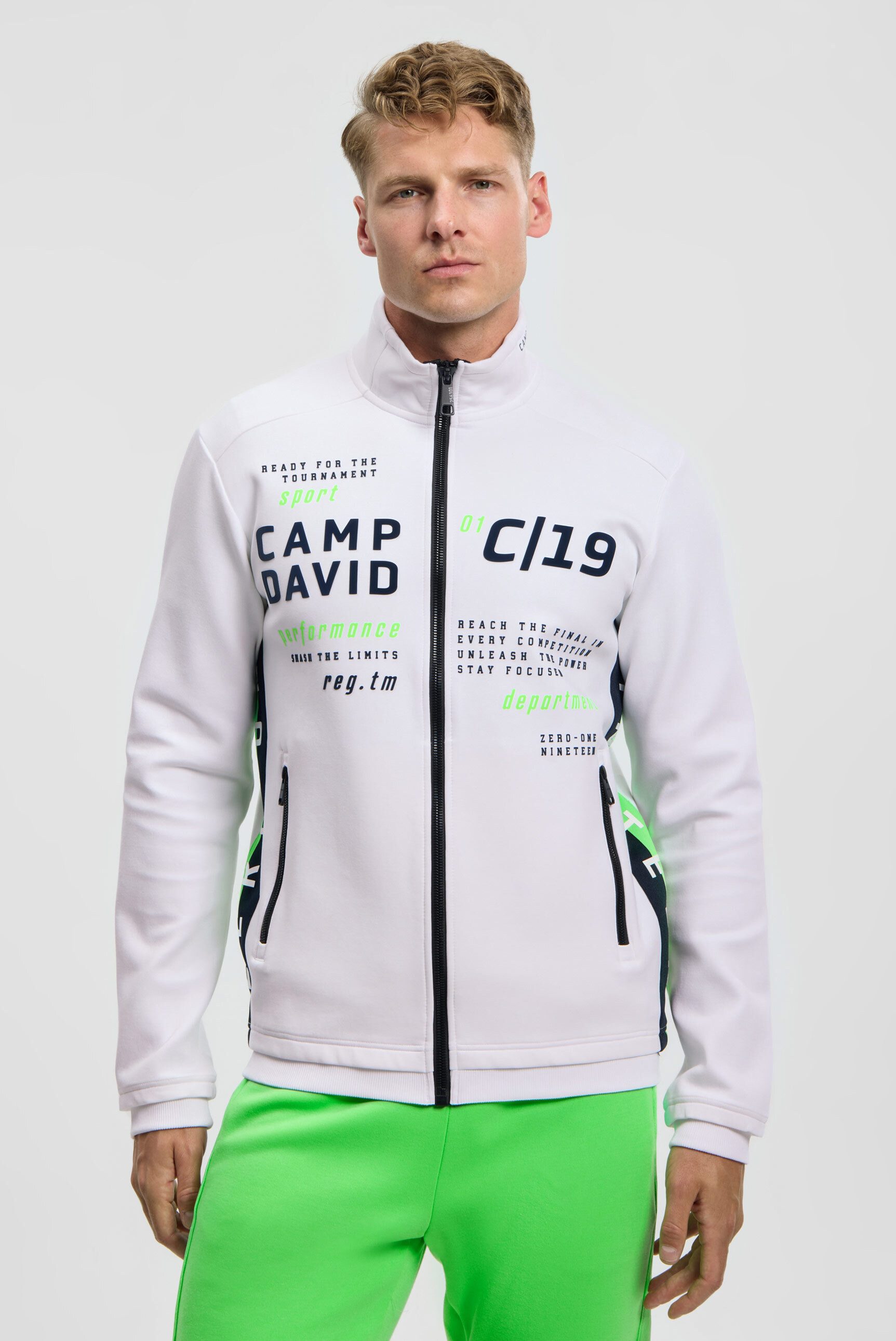 CAMP DAVID Sweatjacke mit Reißverschlusstaschen