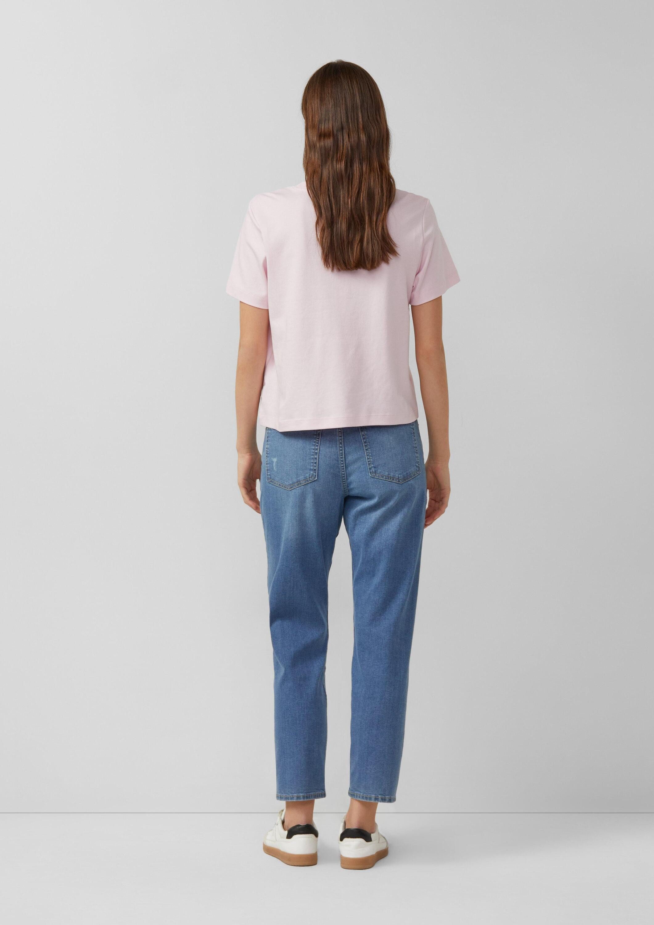 s.Oliver Kurzarmshirt T-Shirt Verkürztes T-Shirt aus Interlockjersey