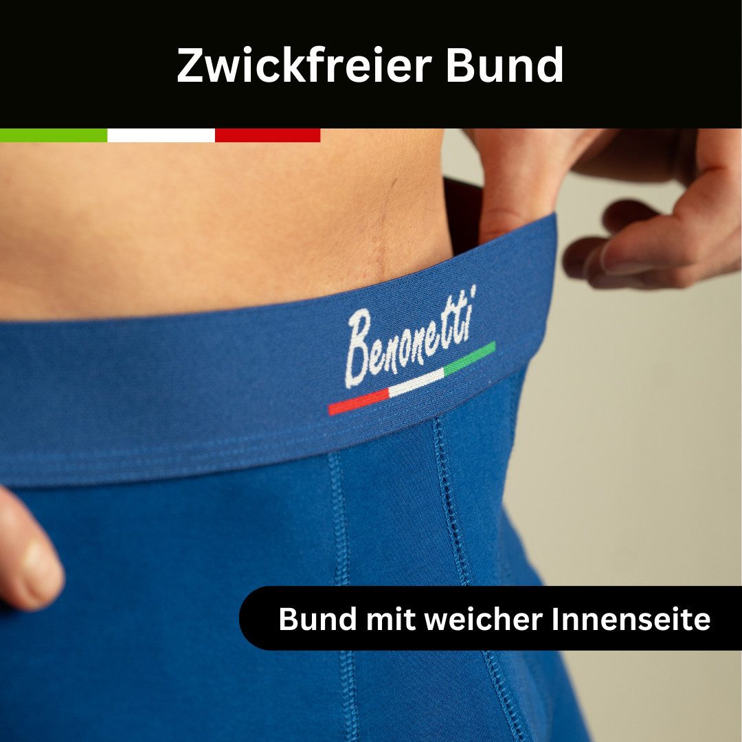 Benonetti Boxershorts Herren Baumwolle – Elastischer Bund Herren Boxershorts ohne Aufrollen (6-St) Mit Komfortbund und Logo, ohne kratzenden Zettel