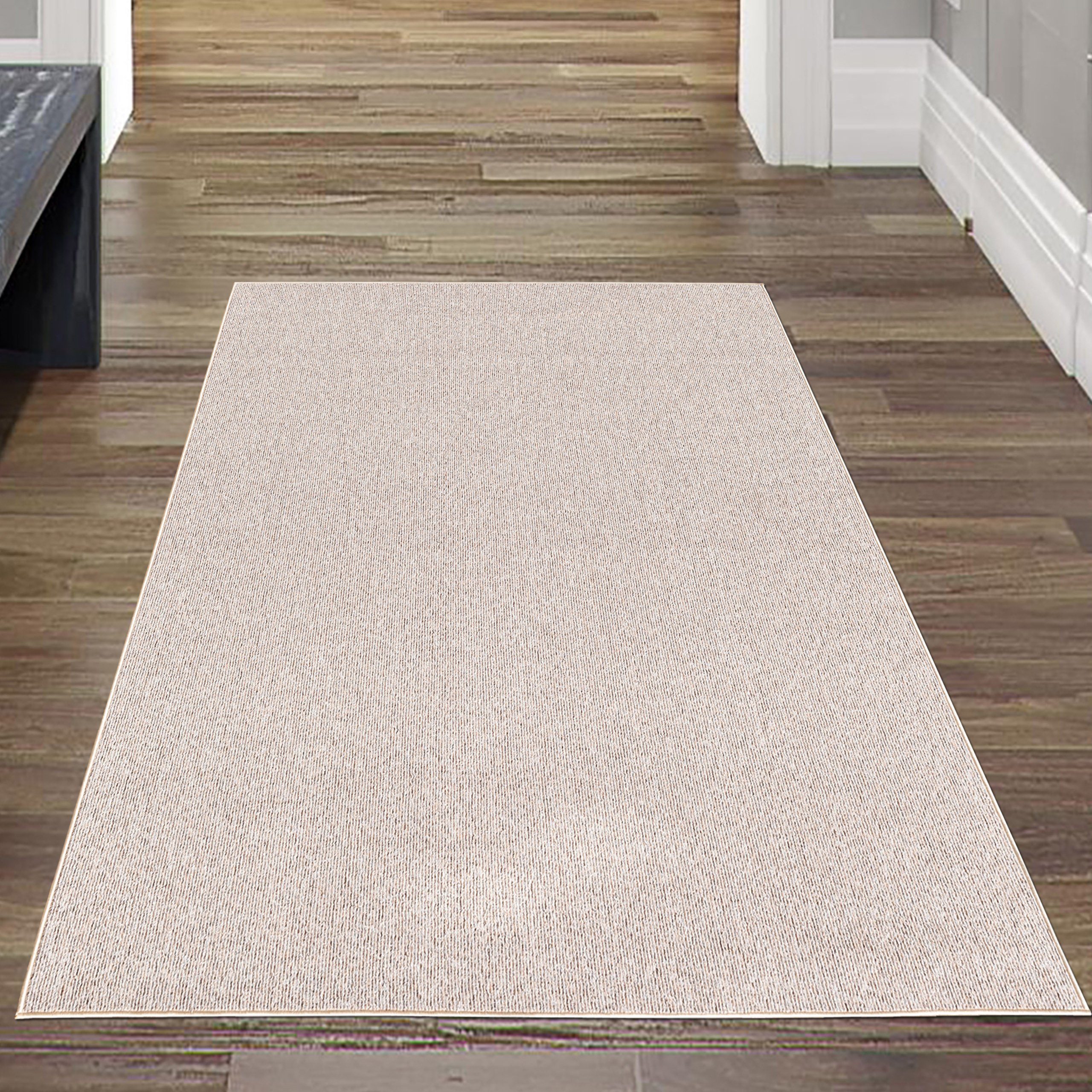 Teppich-Traum, Teppich in schlichten beige, Flachgewebe-Teppich Design im rechteckig einfarbigen
