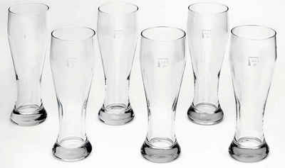 van Well Bierglas Weizenbierglas, Glas, 0,5 L, geeicht, spülmaschinenfest, Gastronomiequalität, 6-tlg.