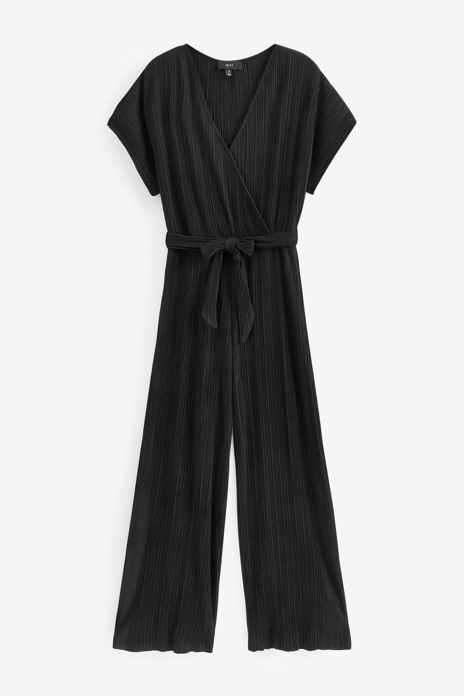 Black Next (1-tlg) Kurzarm-Jumpsuit Plissierter Jumpsuit