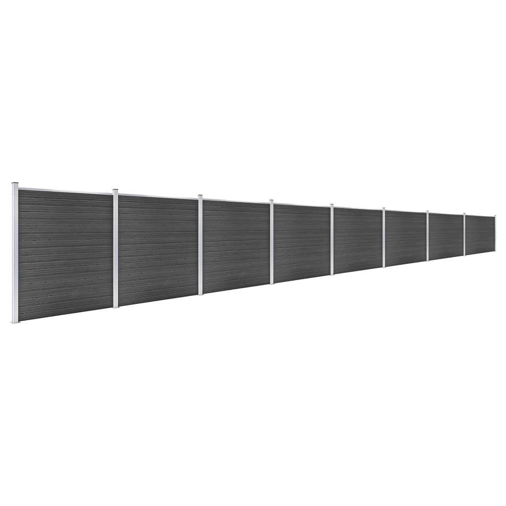 Thumbnail - vidaXL Gartenzaun Zaunelement Set WPC 1391x186 cm Schwarz, (1-St)