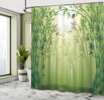 Abakuhaus Duschvorhang Moderner Digitaldruck mit 12 Haken auf Stoff Wasser Resistent Breite 175 cm, Höhe 180 cm, Grün Bambus-Bäume im Wald