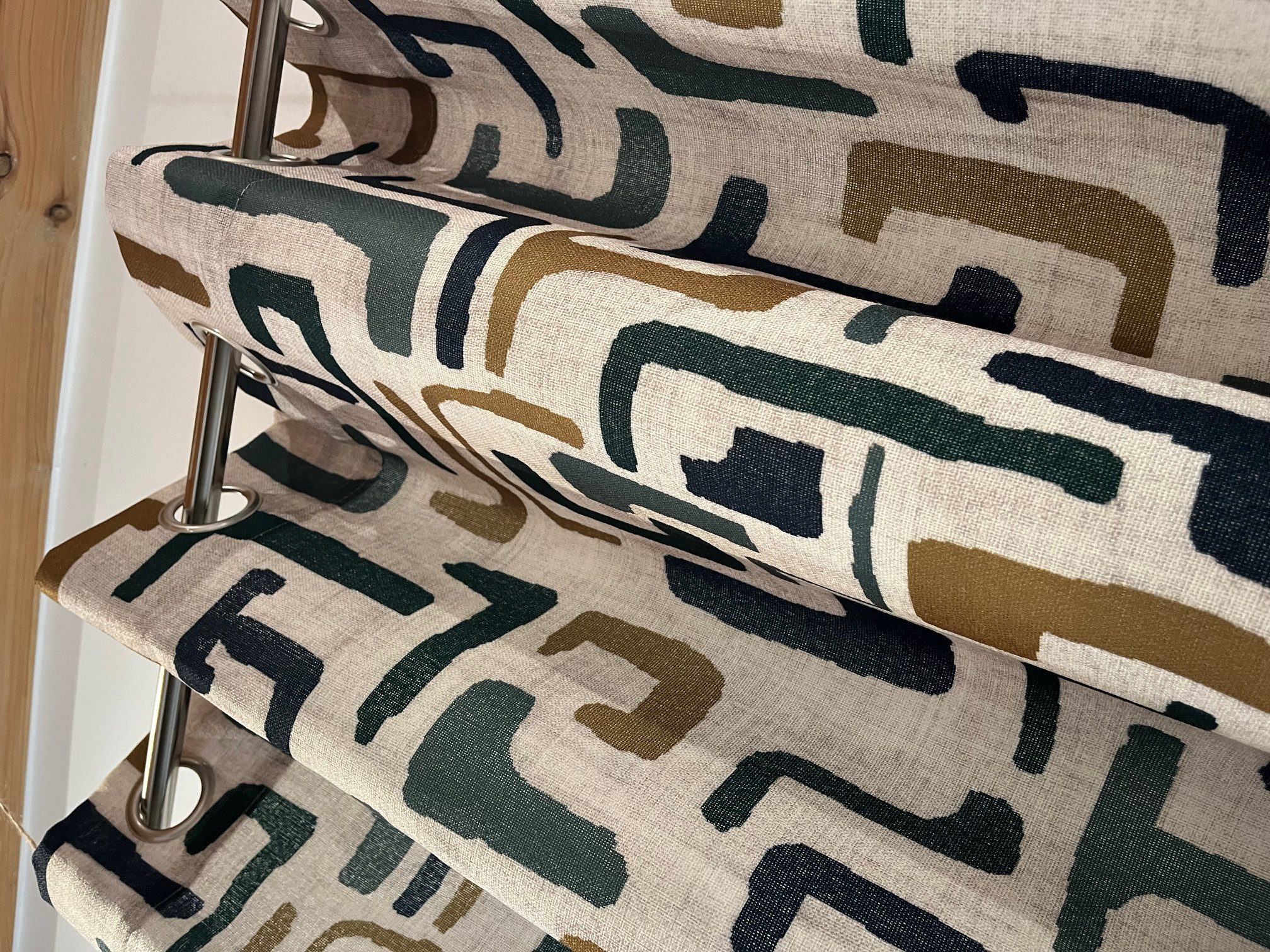 novumfix Vorhang Ösenschal "Boho-grün"Leinenstruktur tolles Muster 140x260cm(BxH), blickdicht, extra lang