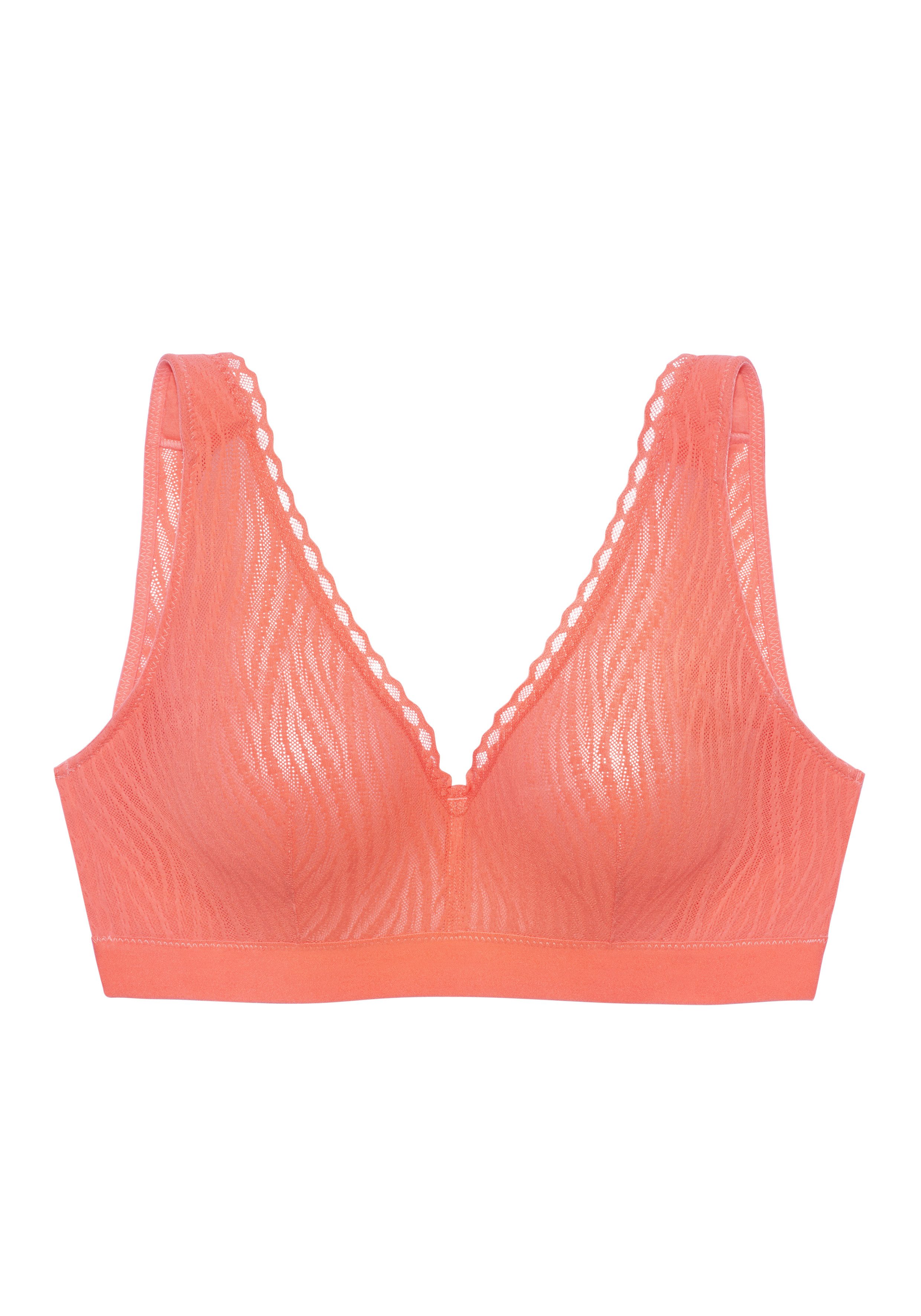 Vivance by Lascana Entlastungs-BH, Bralette-BH, BH ohne Bügel aus Spitze mit breiten, wattierten Trägern, bequemer BH, große Größen