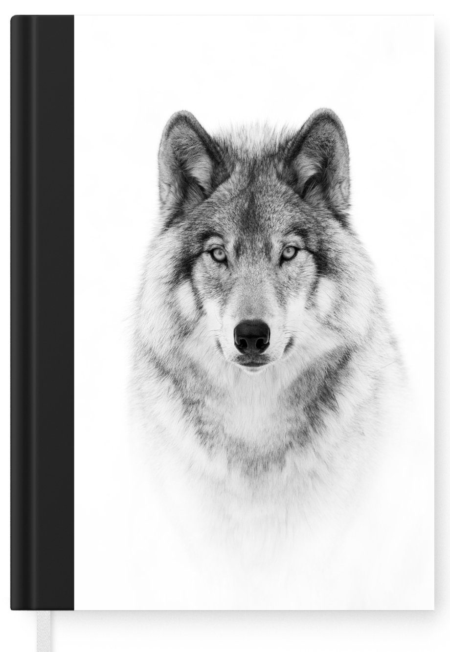Notizheft, Notizbuch A5, Tiere Wolf MuchoWow Porträt - 98 Haushaltsbuch - Journal, Seiten, - Merkzettel, Weiß, Tagebuch,