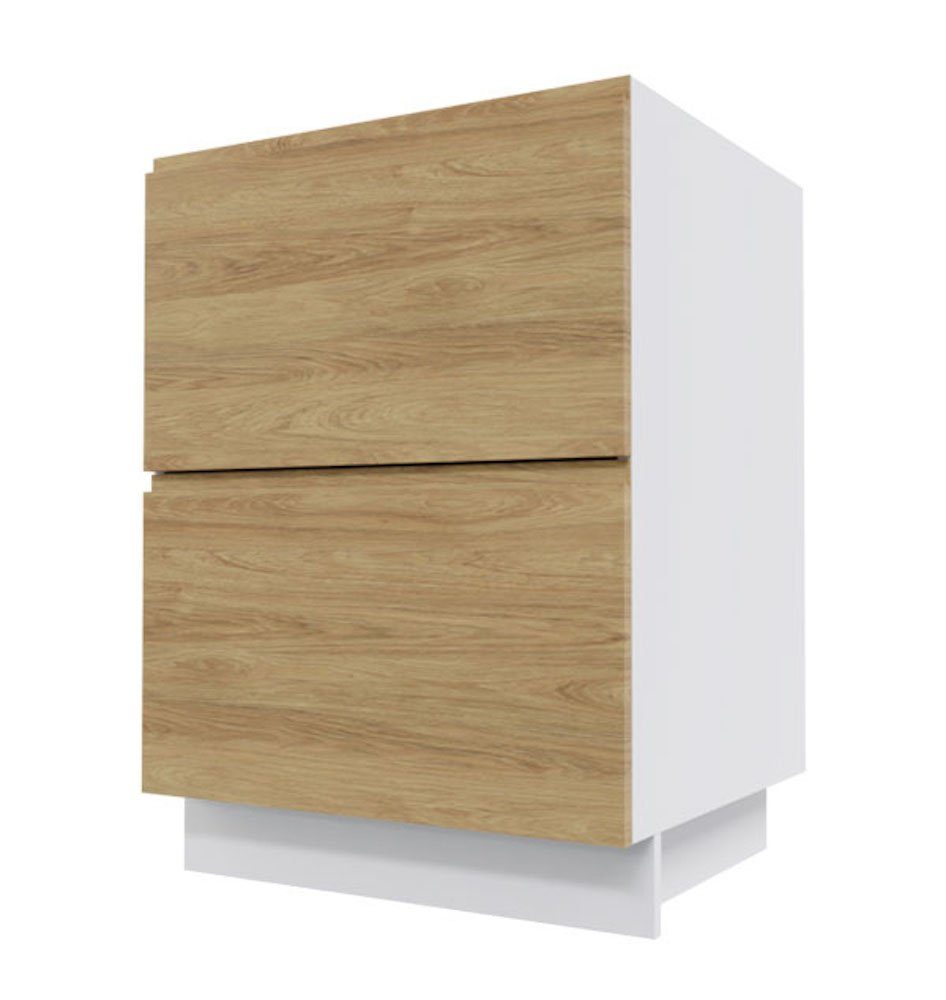 Feldmann-Wohnen Auszugsunterschrank Arezzo (1-St) 60x50x82cm grifflos weiß / Eiche artisan (AZ-D2A/60)