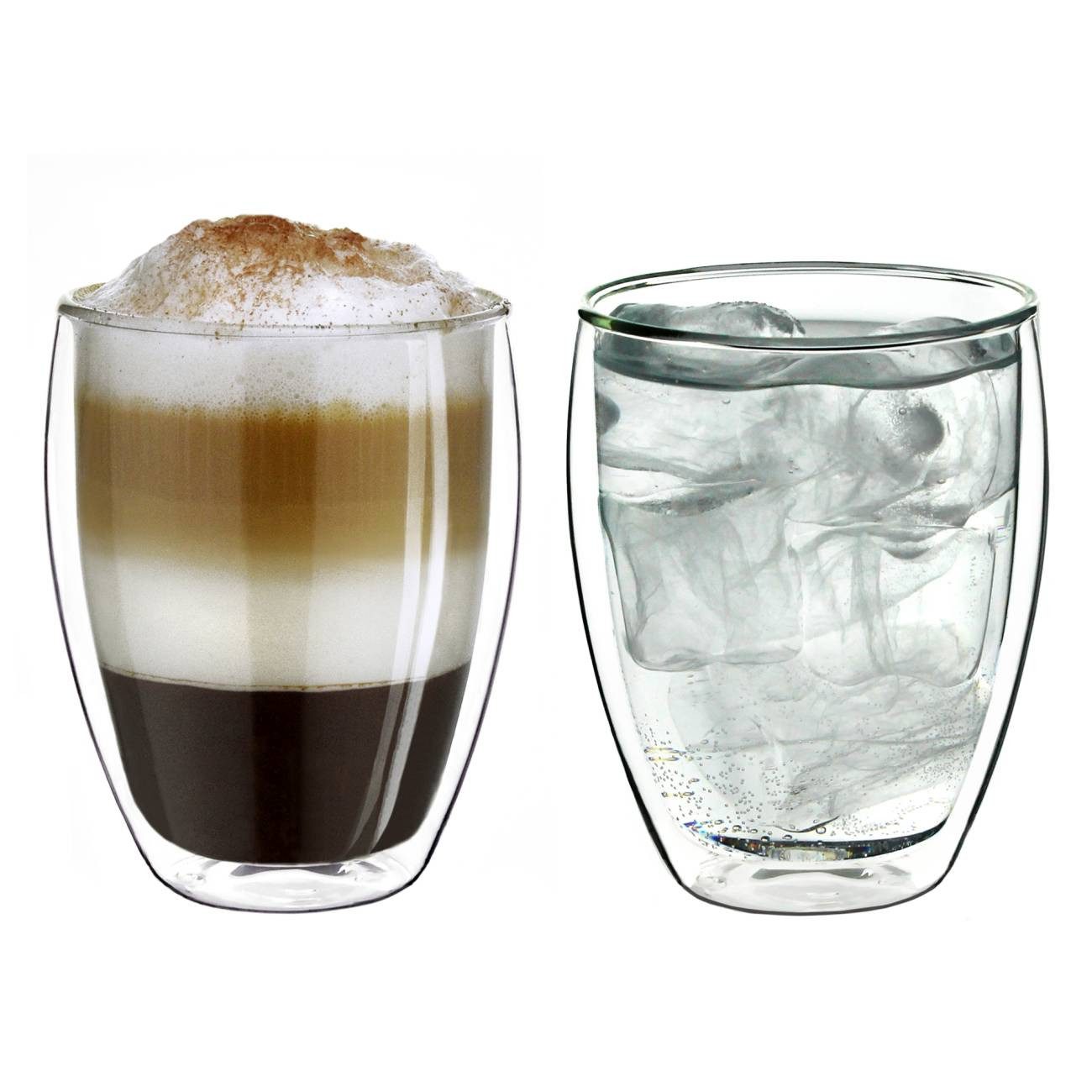 Creano Teeglas Thermoglas doppelwandig hoch 250ml; 2er Set, 2-tlg., Borosilikatglas, 2x Doppelwand Gläser