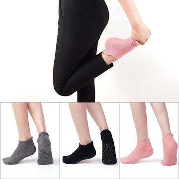 Alster Herz Sportsocken 3 Paar rutschfeste Fitness Socken, Baumwolle, knöcheltief, A0591 (3-Paar) PVC Anti-Rutsch-Funktion an der Fußsohle, Pilates Yoga Socken