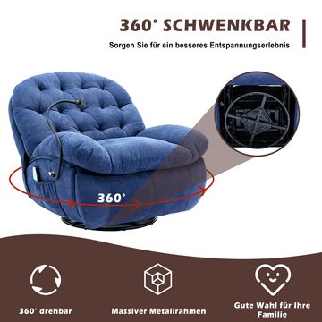 Gotagee Drehstuhl Drehstuhl Stoff-Massagestuhl Liegestuhl mit beheiztem Handyhalter, mit gepolsterten Armlehnen und Rückenlehne
