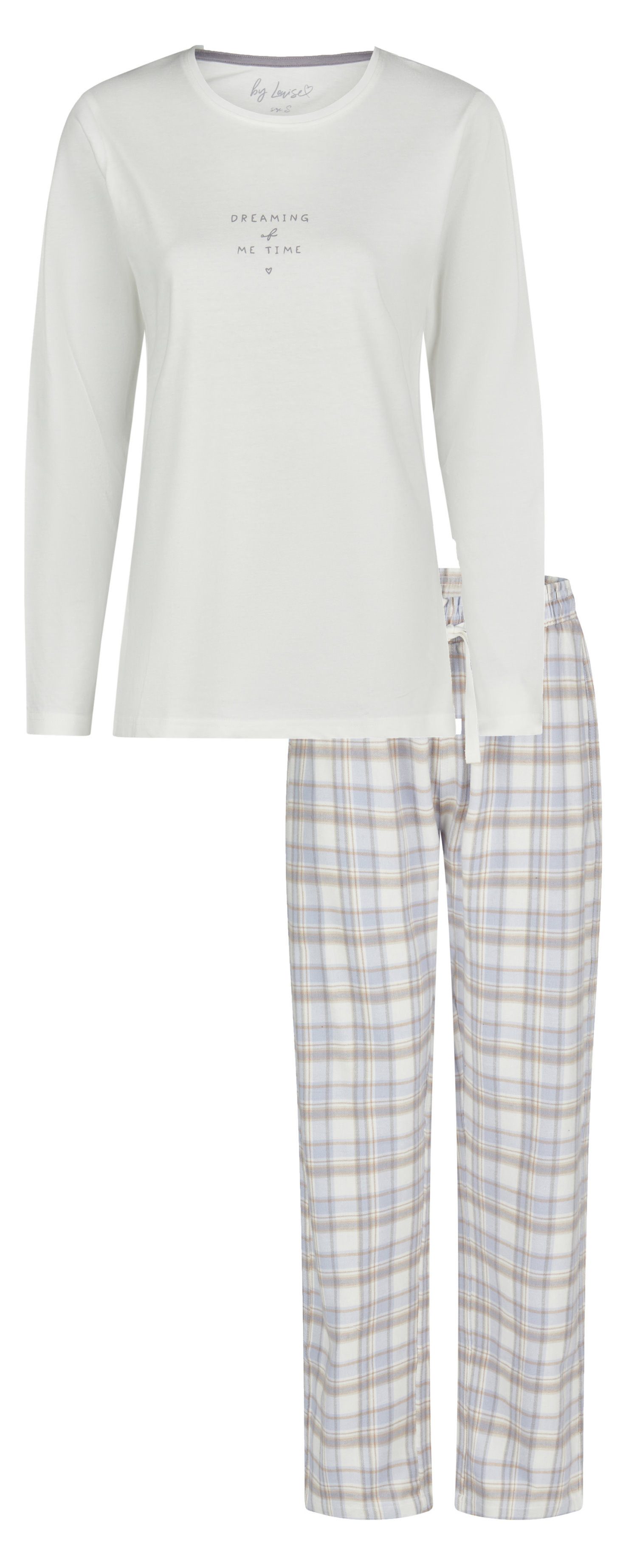 By Louise Schlafanzug Damen Pyjama mit Flanell Hose (2 tlg) Baumwolle günstig online kaufen