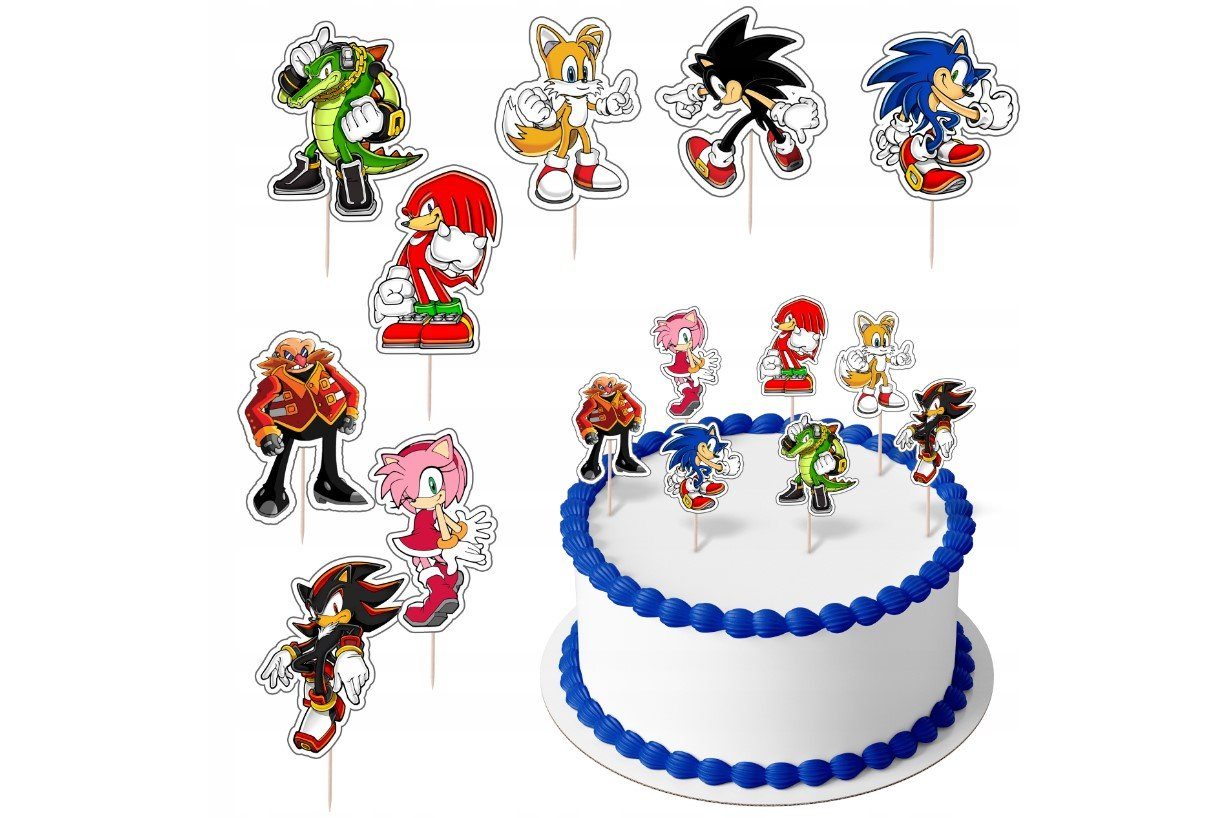Festivalartikel Tortenstecker SONIC Topper Set 8 Stk Geburstag Torten Deko Kuchen Junge