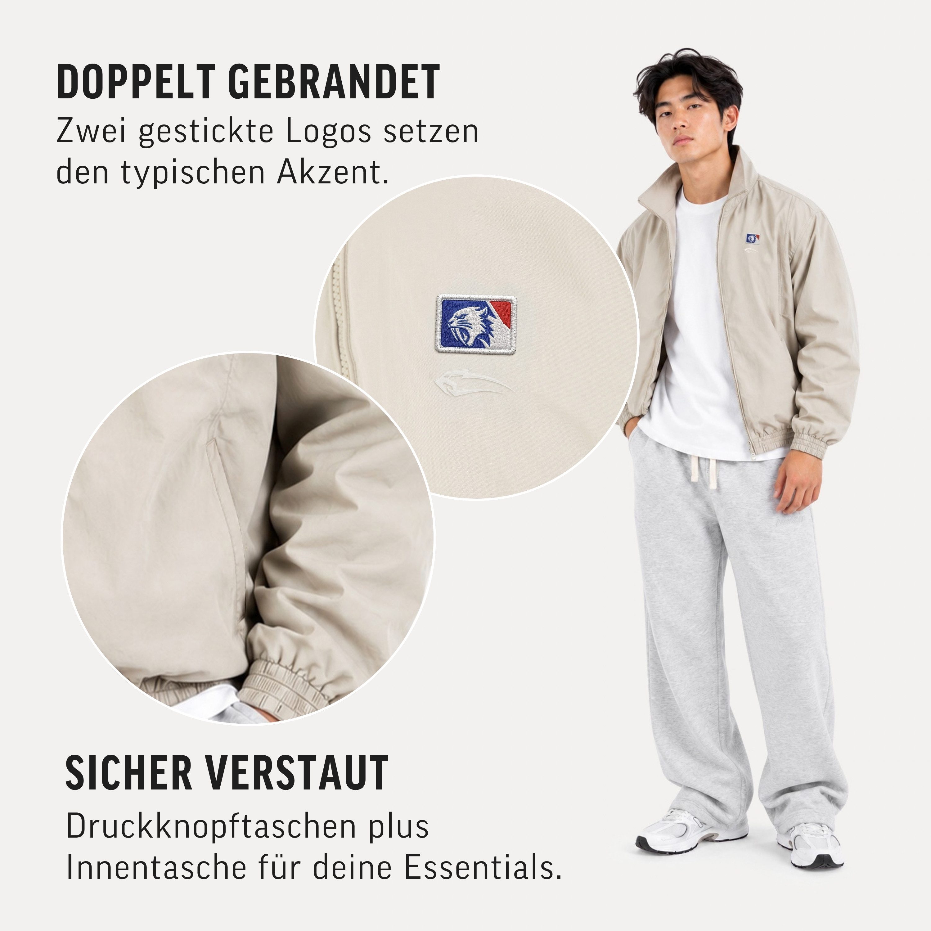 Smilodox Outdoorjacke Tybrin Sportjacke, Regular Fit, Trackjacke mit Stehkragen, Gymwear Reißverschluss, elastischer Saum, Druckknopftaschen, Baumwollfutter – Bild 5 von 5