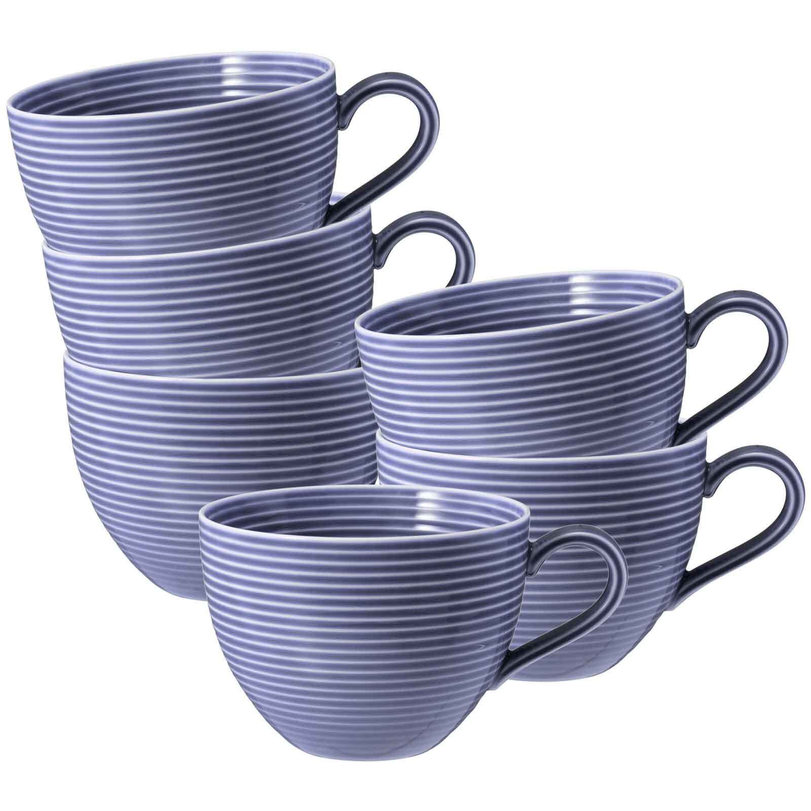 Seltmann Weiden Cappuccinotasse Beat Color Glaze Milchkaffeetassen 0,35 l 6er Set, Porzellan