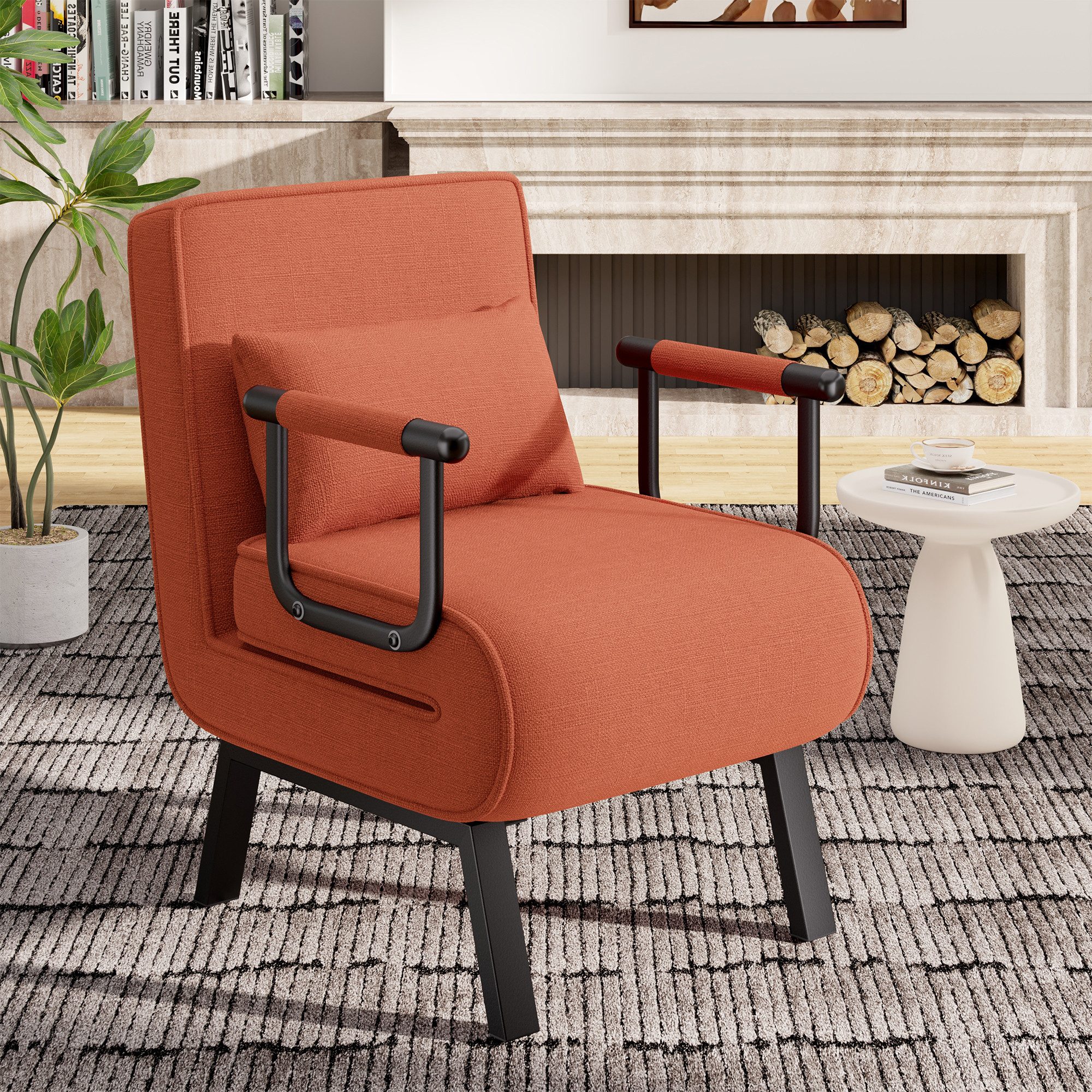 HawthyHome Klappstuhl Schlafsessel 4-in-1 multifunktionaler Klappliege Gästebettstuhl (1 St), Leinen-Liegestuhl mit verstellbarer Rückenlehne