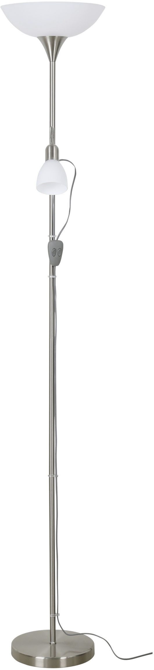 EGLO Stehlampe UP 2 Stehlampe - Stahl - E27;E14 - 1X60W;1X18W - IP20, Ein-/Ausschalter, Lesearm, ohne Leuchtmittel, Standleuchte, Leselampe, Wohzimmer, Schlafzimmer, H176,5 x Ø27,5 cm