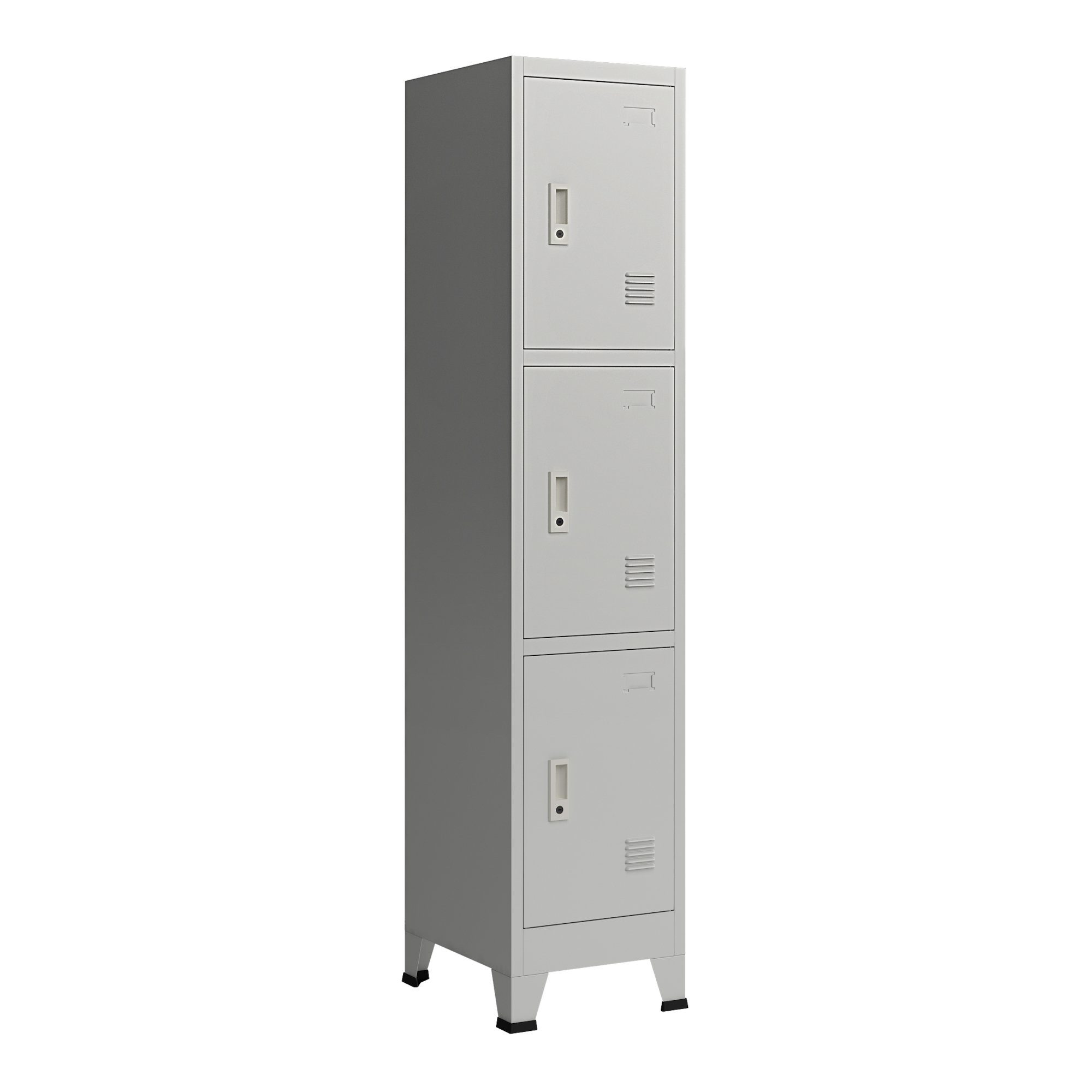 en.casa Fächerschrank »Joroinen« Schließfachschrank mit 3 Türen Stahl 180x38x45 cm Grau