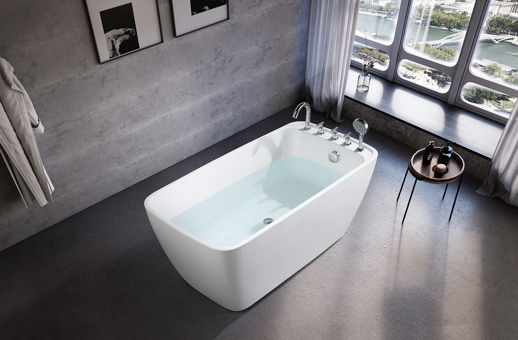 Thumbnail - Xlmoebel Badewanne Moderne weiße Acryl-Badewanne für das Badezimmer - Standalone, (1-tlg), Hergestellt in Europa
