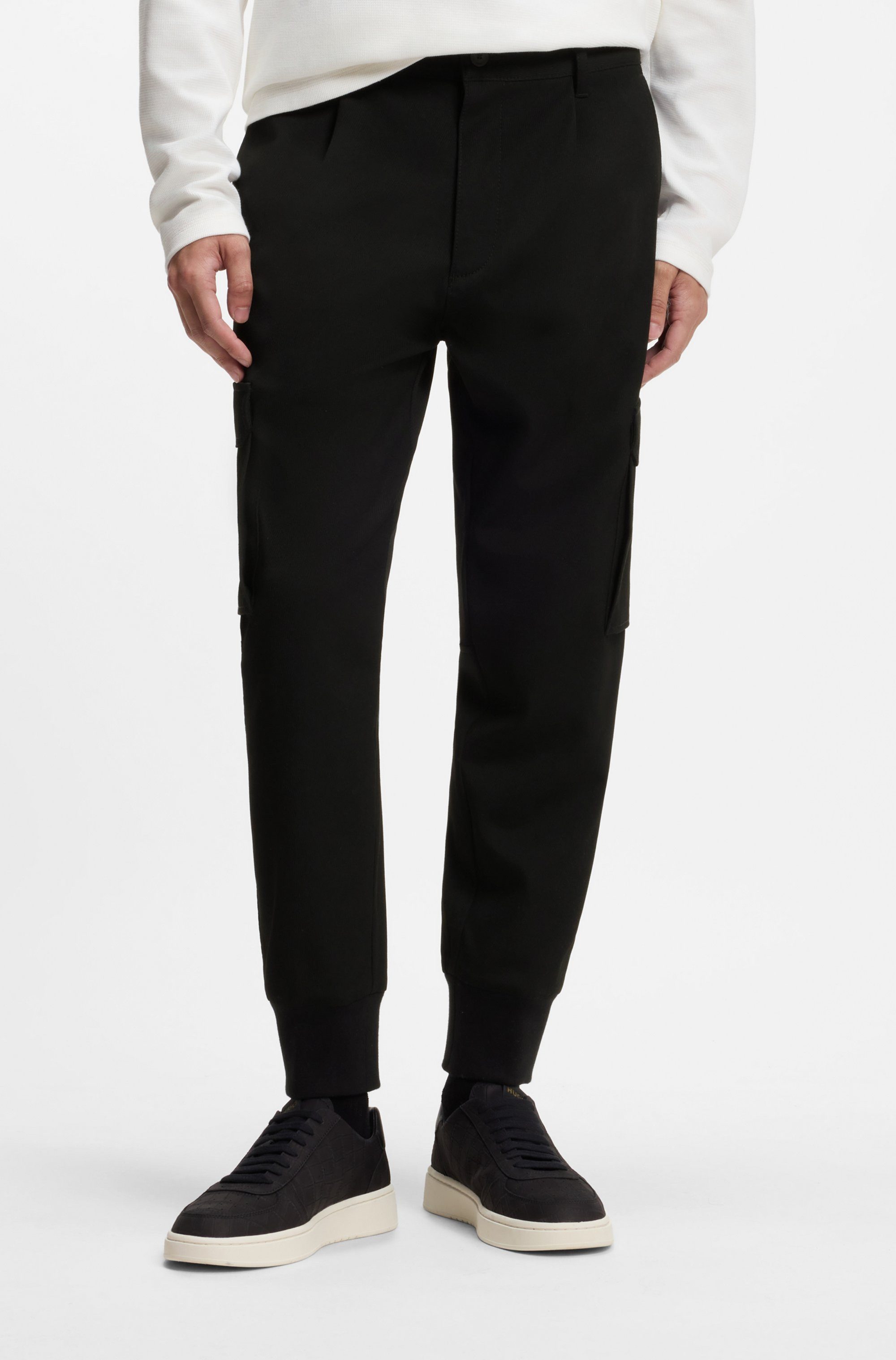 HUGO Cargohose Glavin Slim Fit, tapered leg, Bundfalten vorne