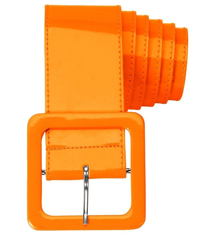 Kostüm Neon Lack Gürtel für Damen 124 x 5,5 cm, Orange